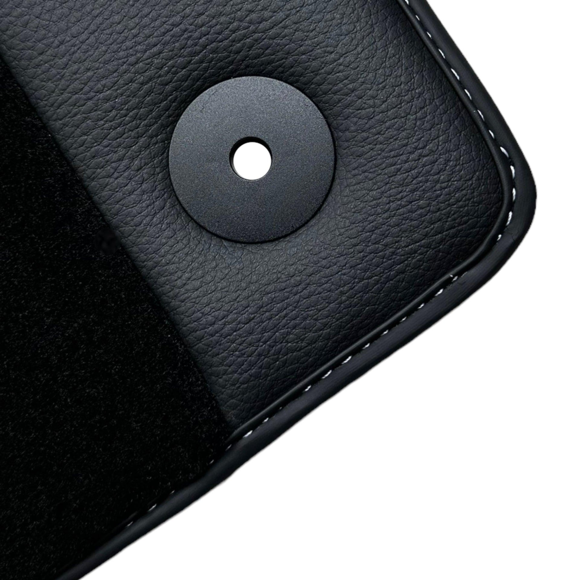 Black Floor Mats for Audi TT MK2 Convertible (2006-2014) with Leather - AutoWin