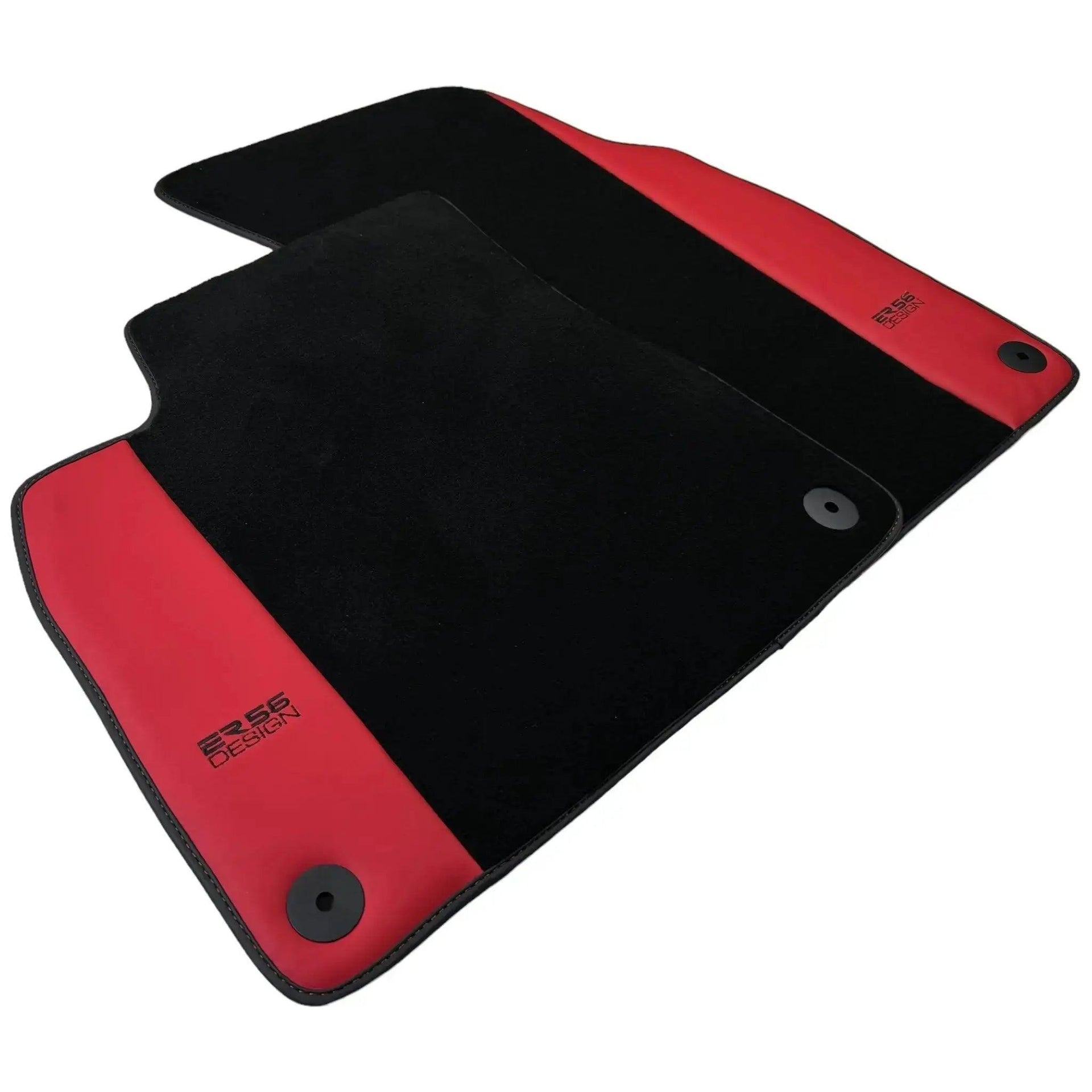 Black Floor Mats for Bentley Bentayga (2015-2023) with Red Leather | ER56 Design - AutoWin