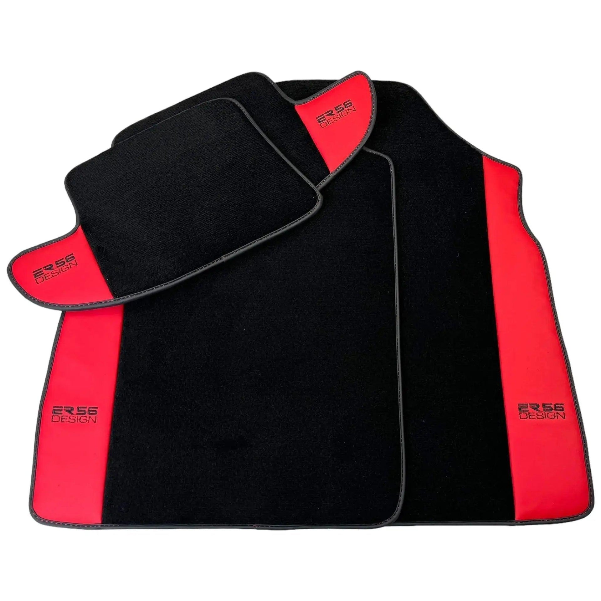 Black Floor Mats for Bentley Continental GTC (2006–2011) with Red Leather | ER56 Design - AutoWin