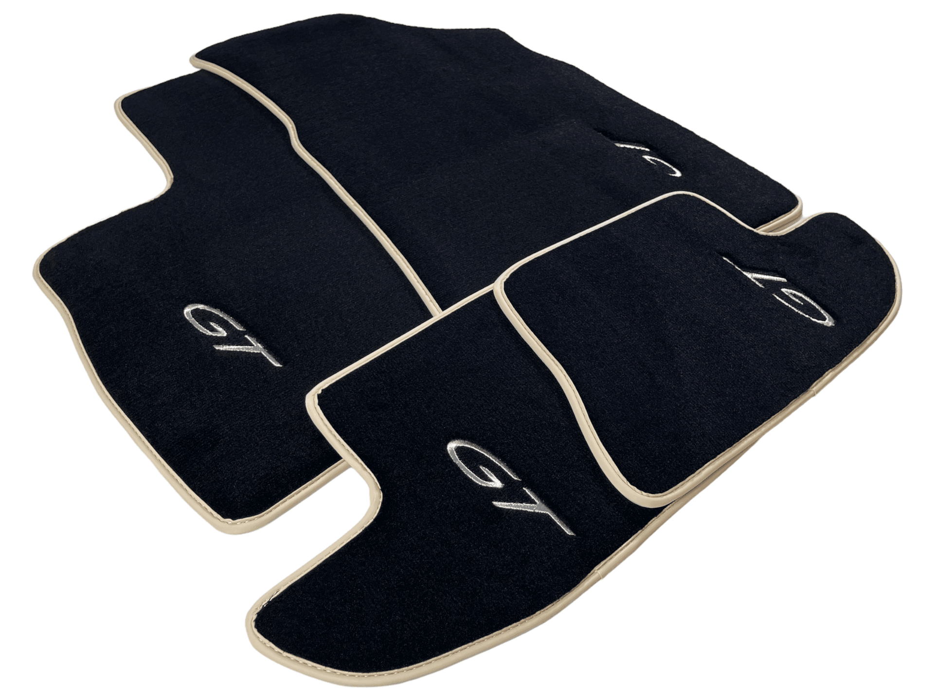 Black Floor Mats For Bentley Continental GTC (2011-2018) With Beige Trim - AutoWin