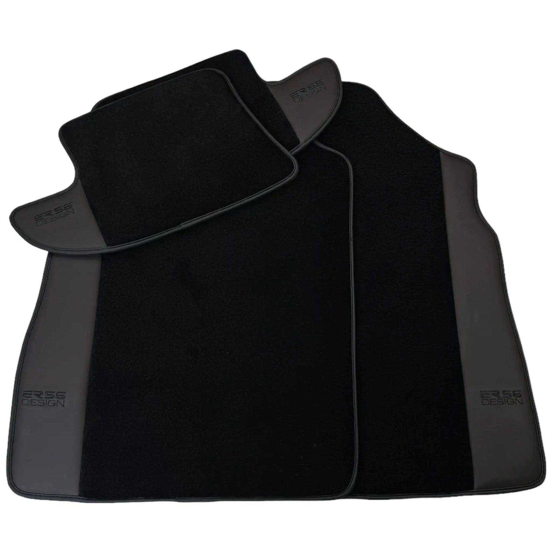 Black Floor Mats for Bentley Continental GTC (2011–2018) with Dark Brown Leather | ER56 Design - AutoWin