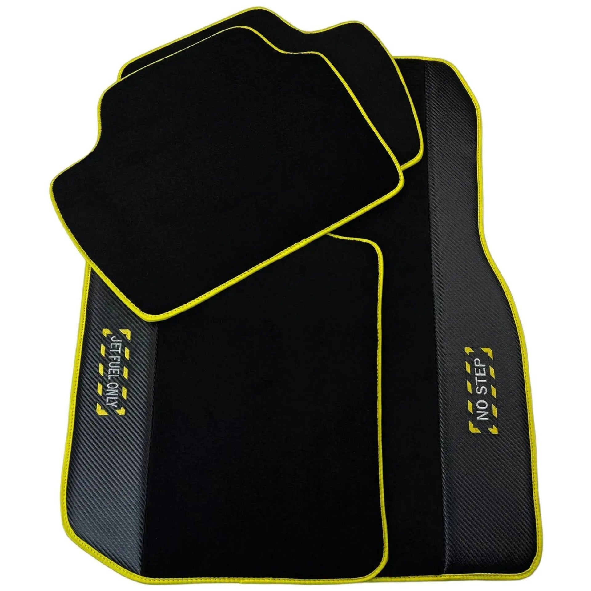 Black Floor Mats For BMW 4 Series F32 | Fighter Jet Edition | Yellow Trim - AutoWin