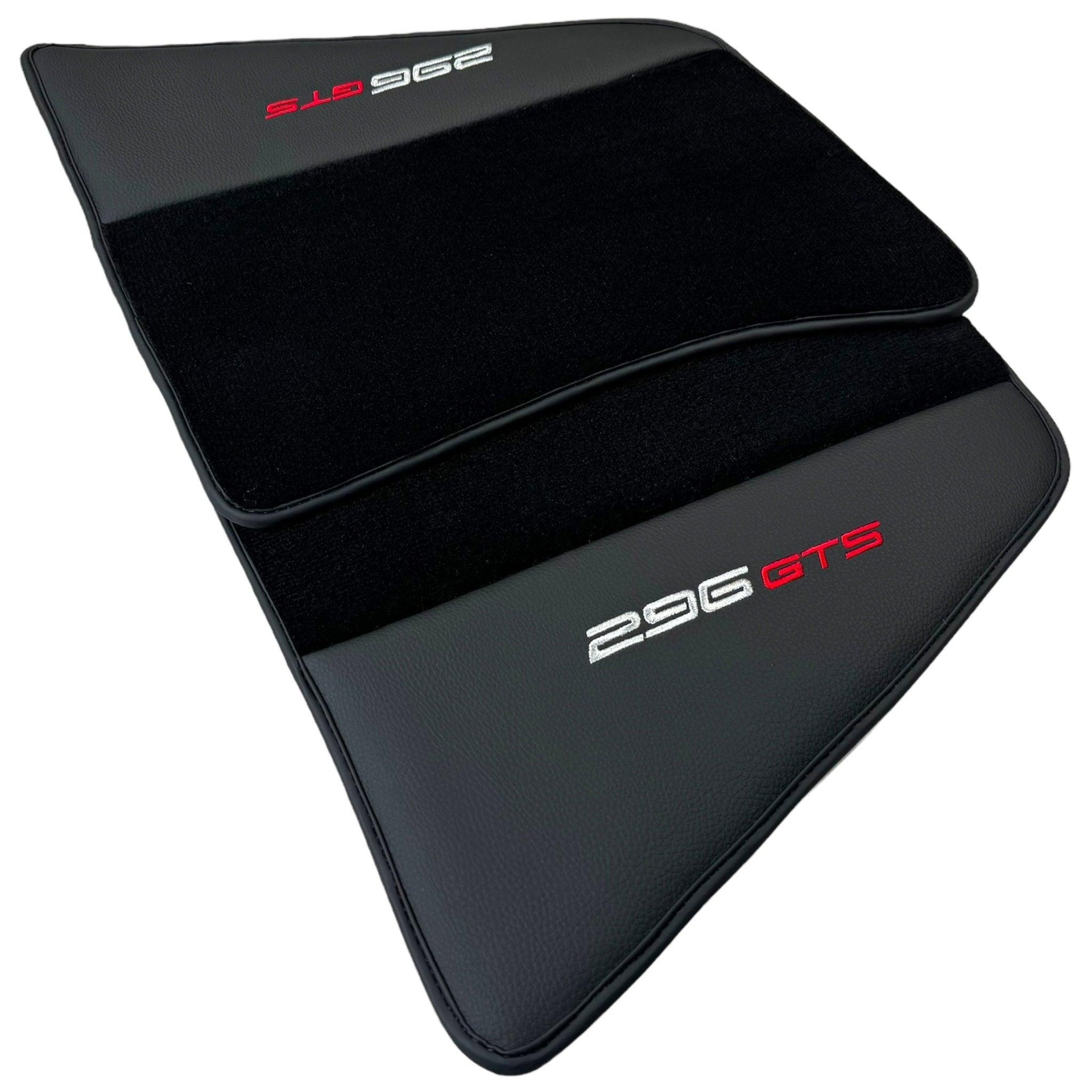 Black Floor Mats for Ferrari 296 GTS (2022-2024) with Leather - AutoWin