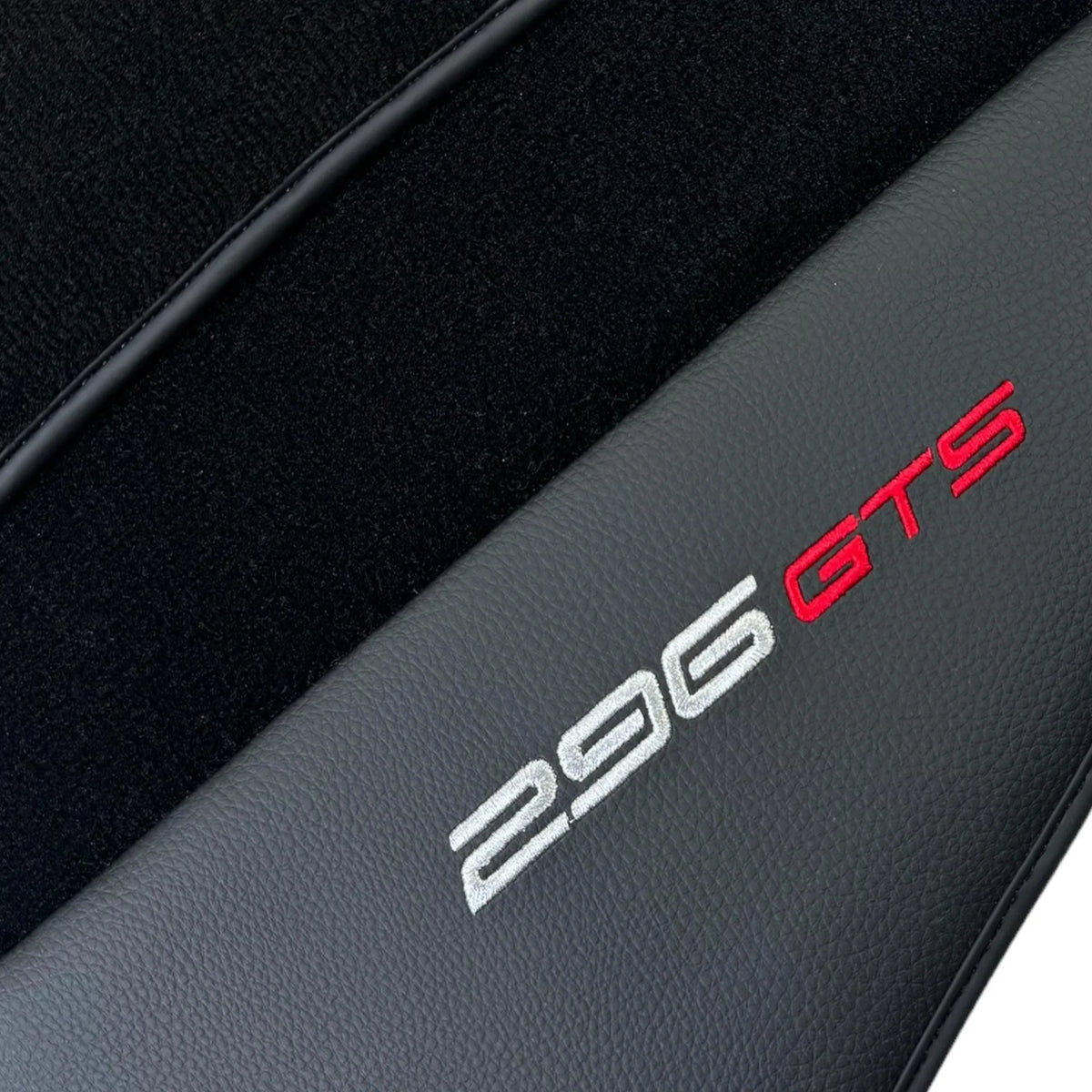 Black Floor Mats for Ferrari 296 GTS (2022-2027) with Leather - AutoWin