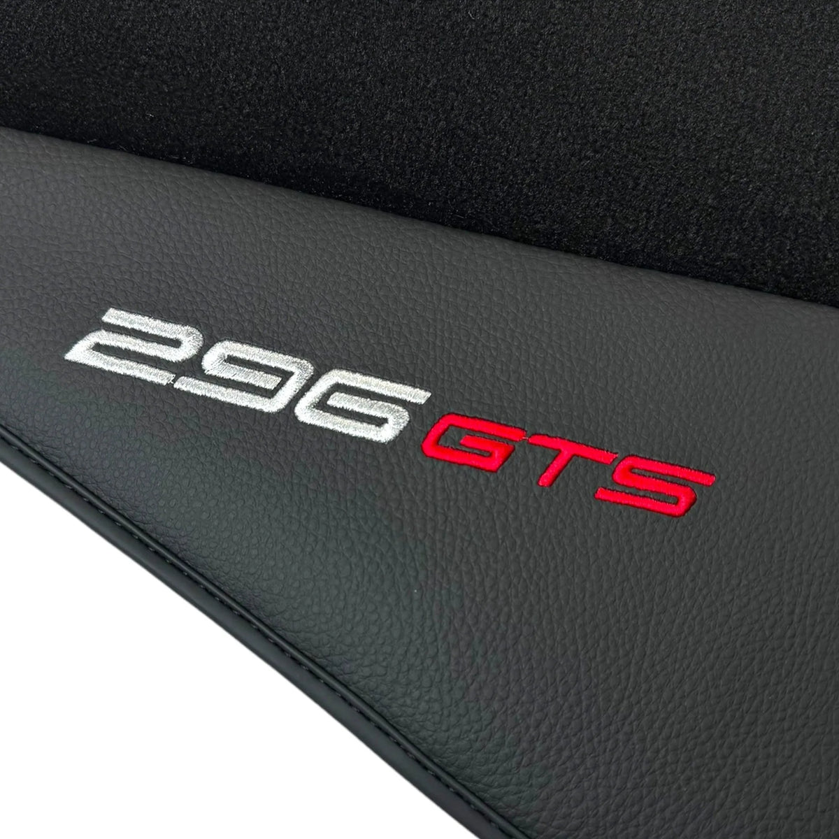 Black Floor Mats for Ferrari 296 GTS (2022-2027) with Leather - AutoWin