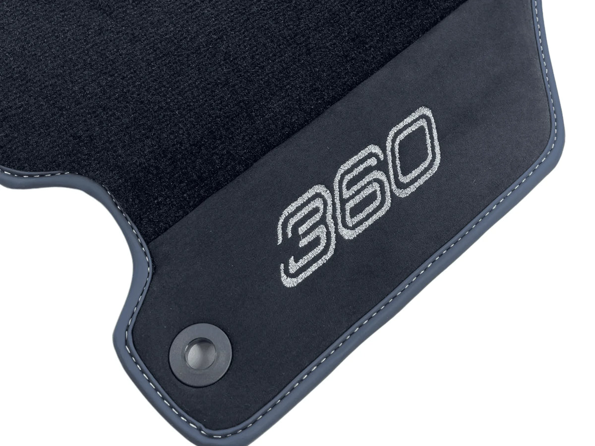 Black Floor Mats For Ferrari 360 Modena 1999-2005 With Alcantara Leather - AutoWin