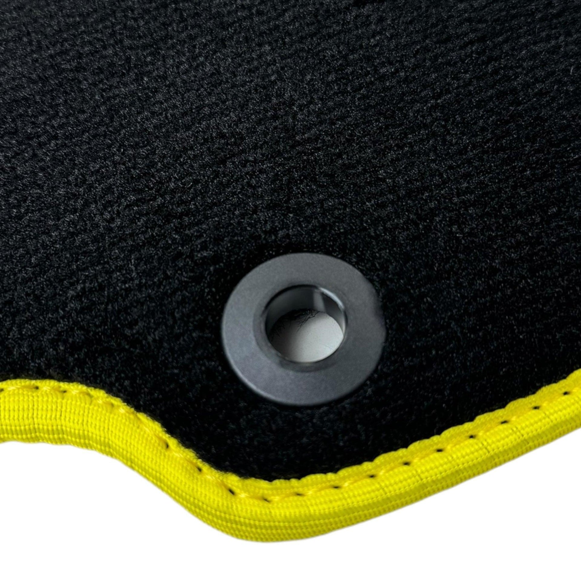 Black Floor Mats for Ferrari 360 Spider with Alcantara Leather | Yellow Trim - AutoWin