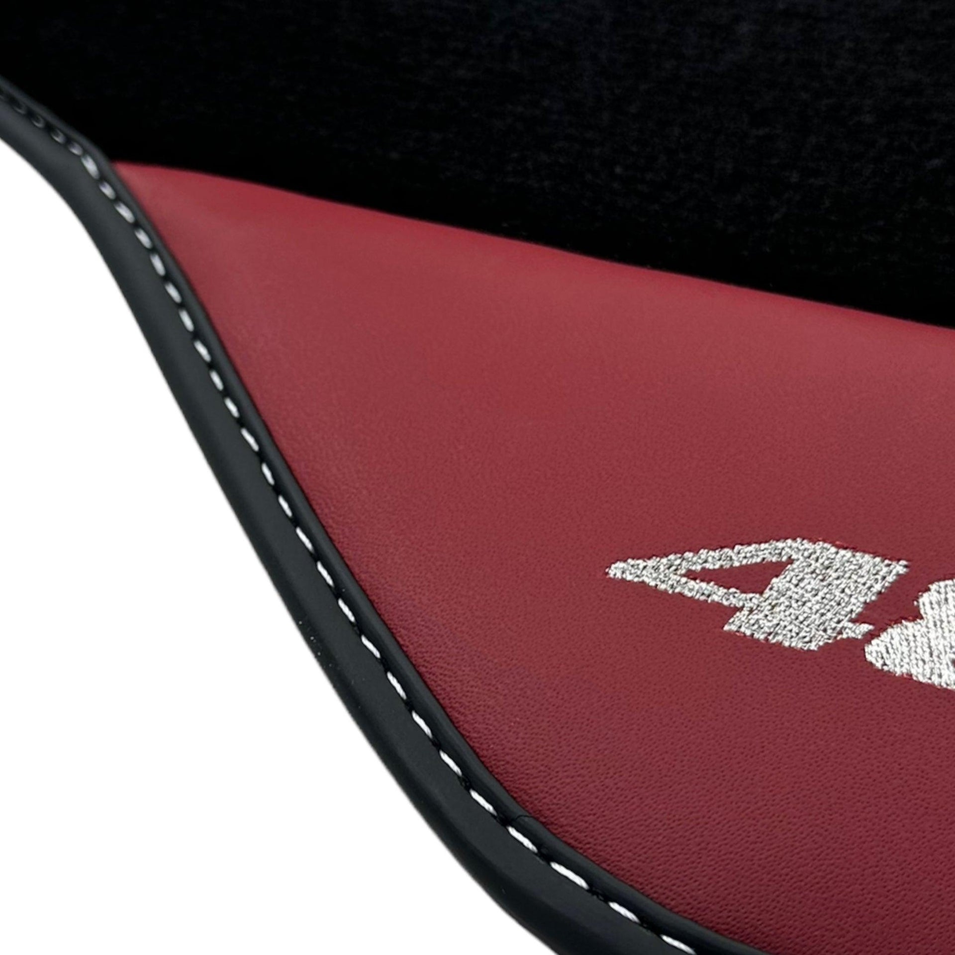Black Floor Mats for Ferrari 488 GTB (2015-2022) with Bordeaux Nappa Leather - AutoWin