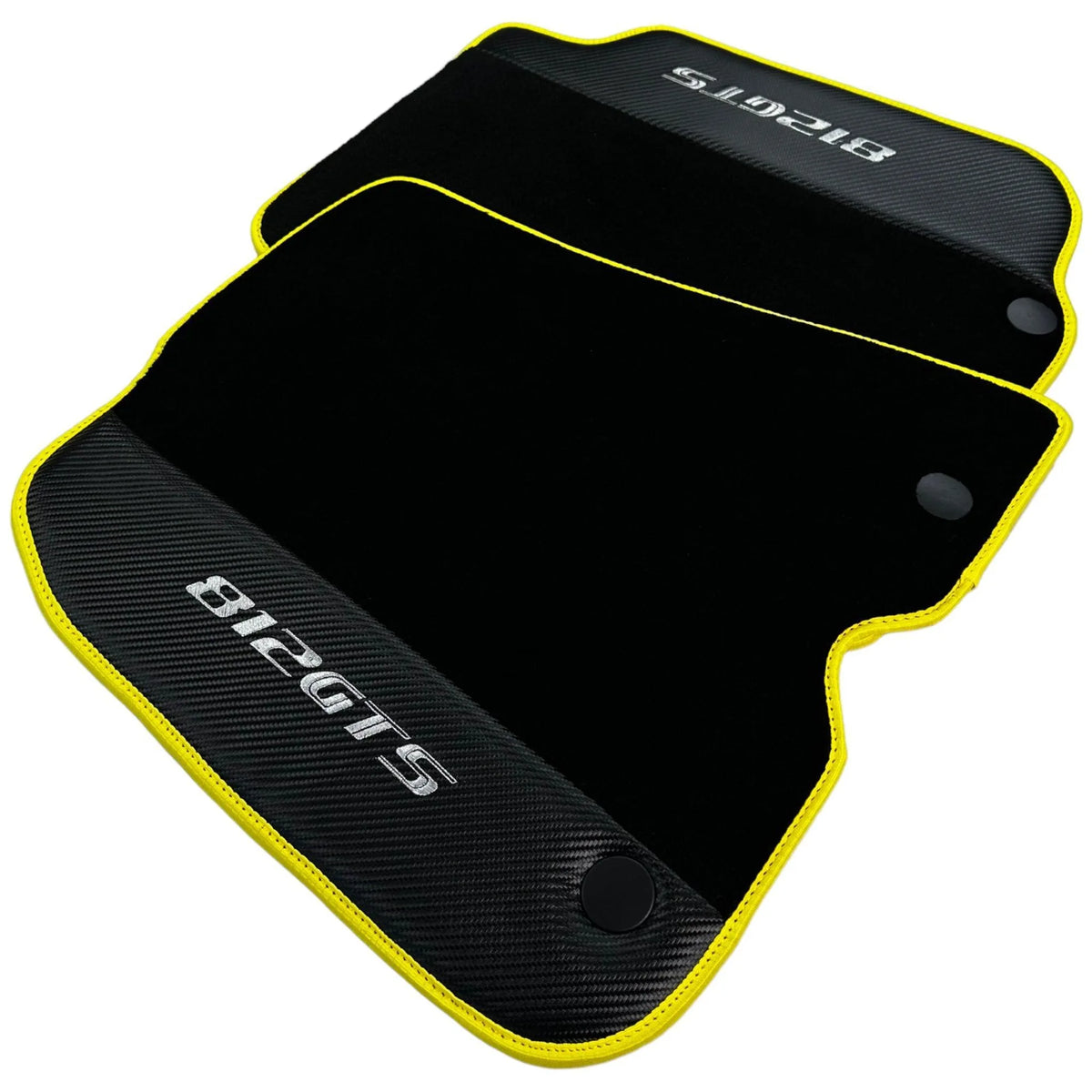 Black Floor Mats for Ferrari 812 GTS (2019-2023) with Carbon Leather - AutoWin
