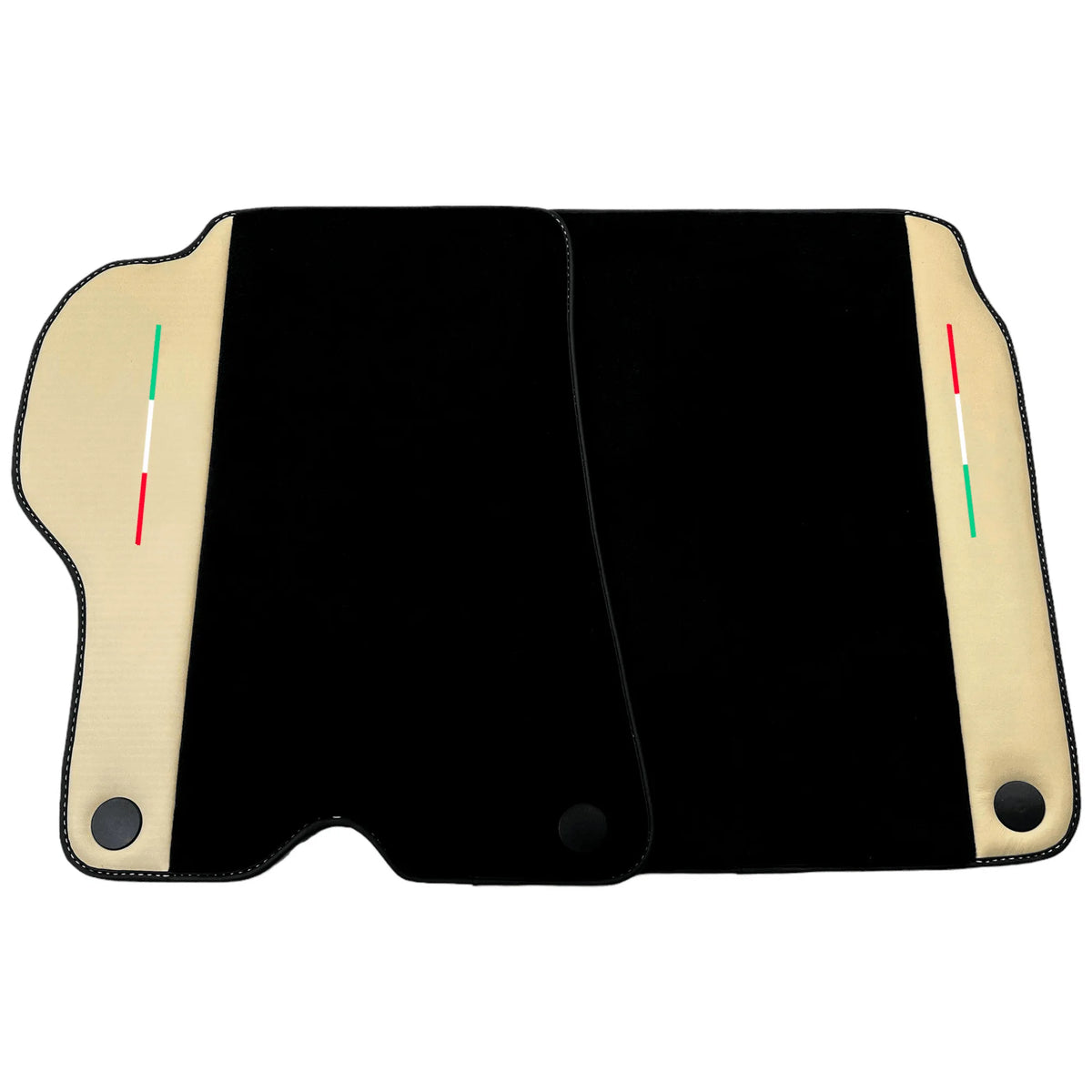 Black Floor Mats for Ferrari California (2008-2014) with Crema Nappa Leather - AutoWin