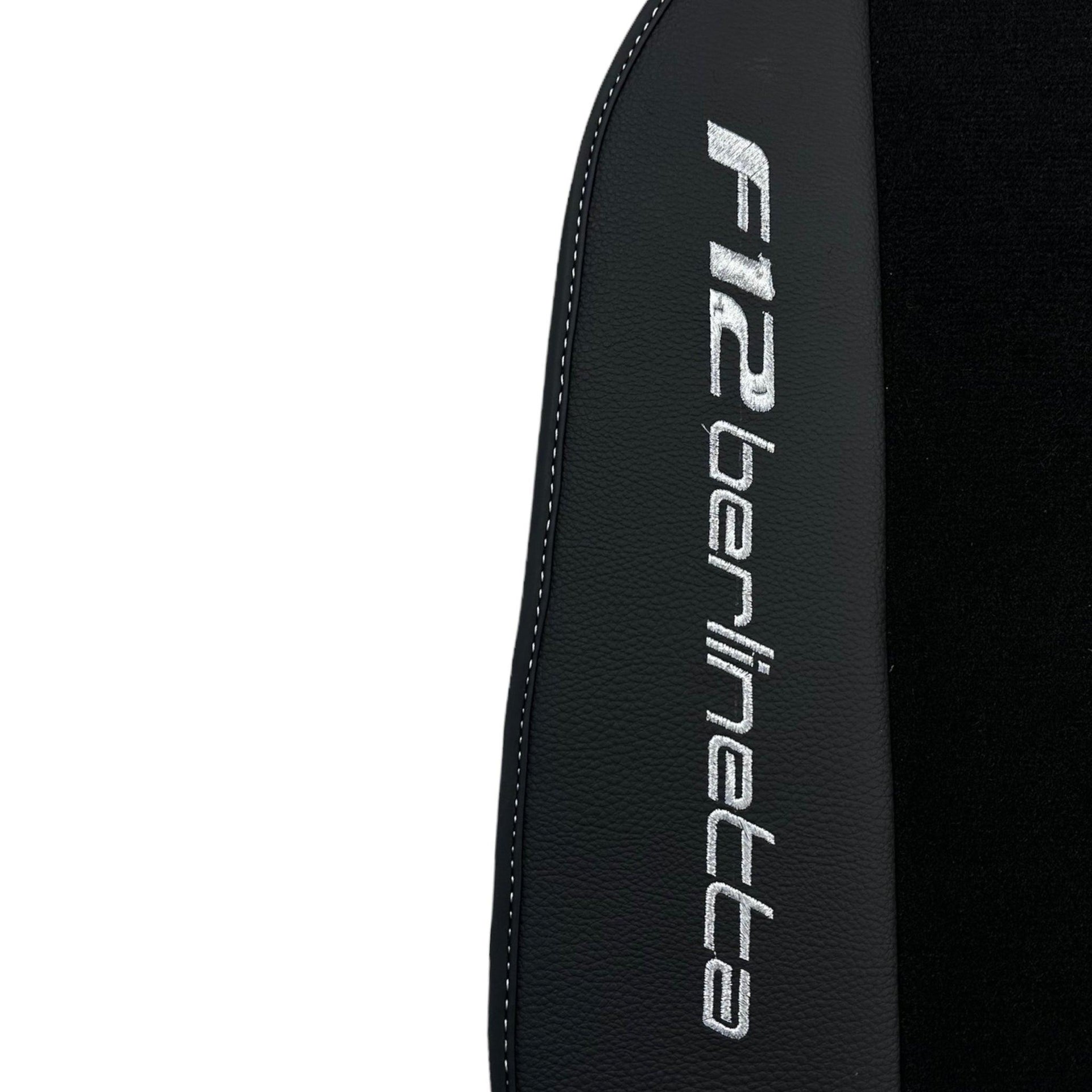 Black Floor Mats for Ferrari F12 Berlinetta (2012-2022) with Leather - AutoWin