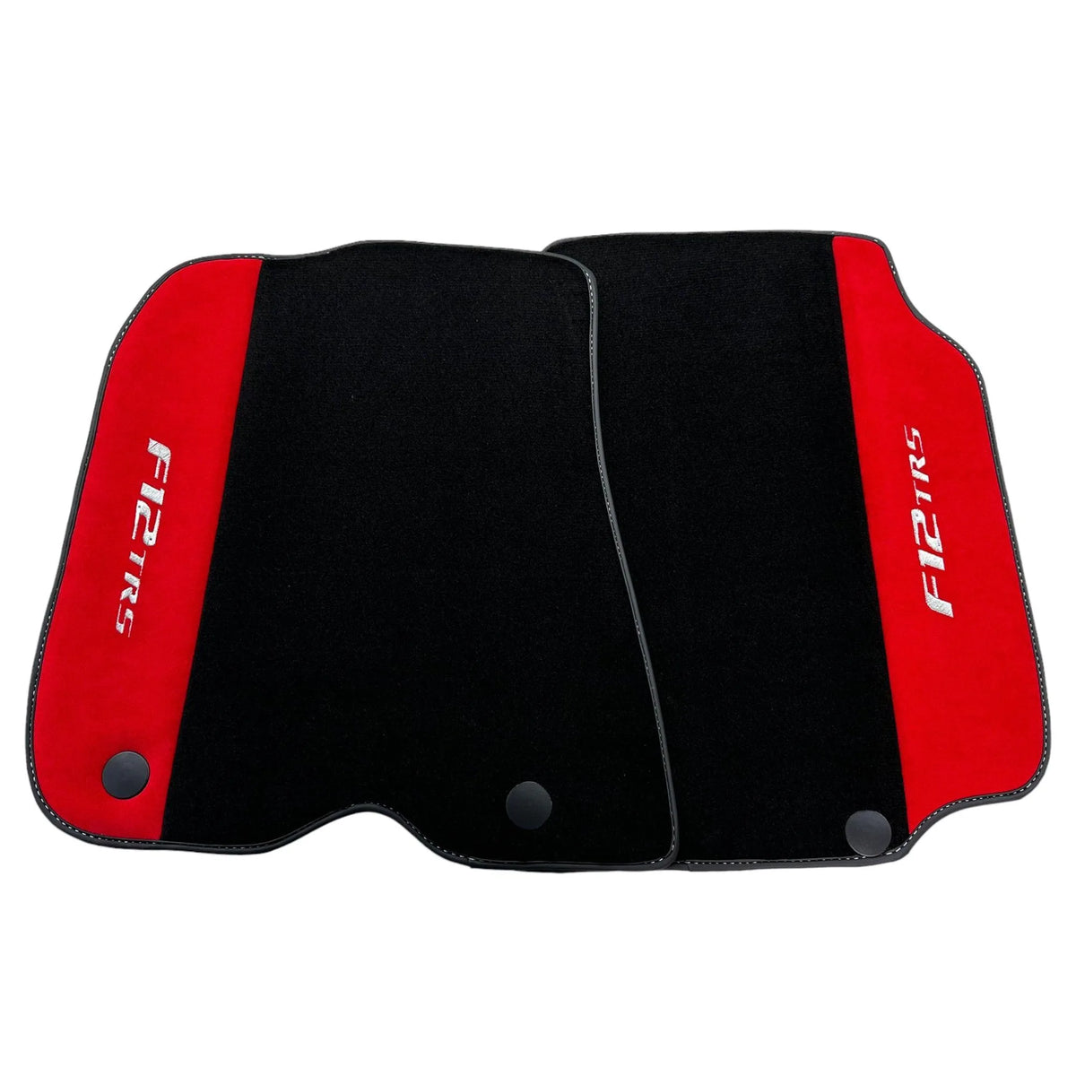 Black Floor Mats for Ferrari F12 TRS (2014) with Red Alcantara Leather - AutoWin