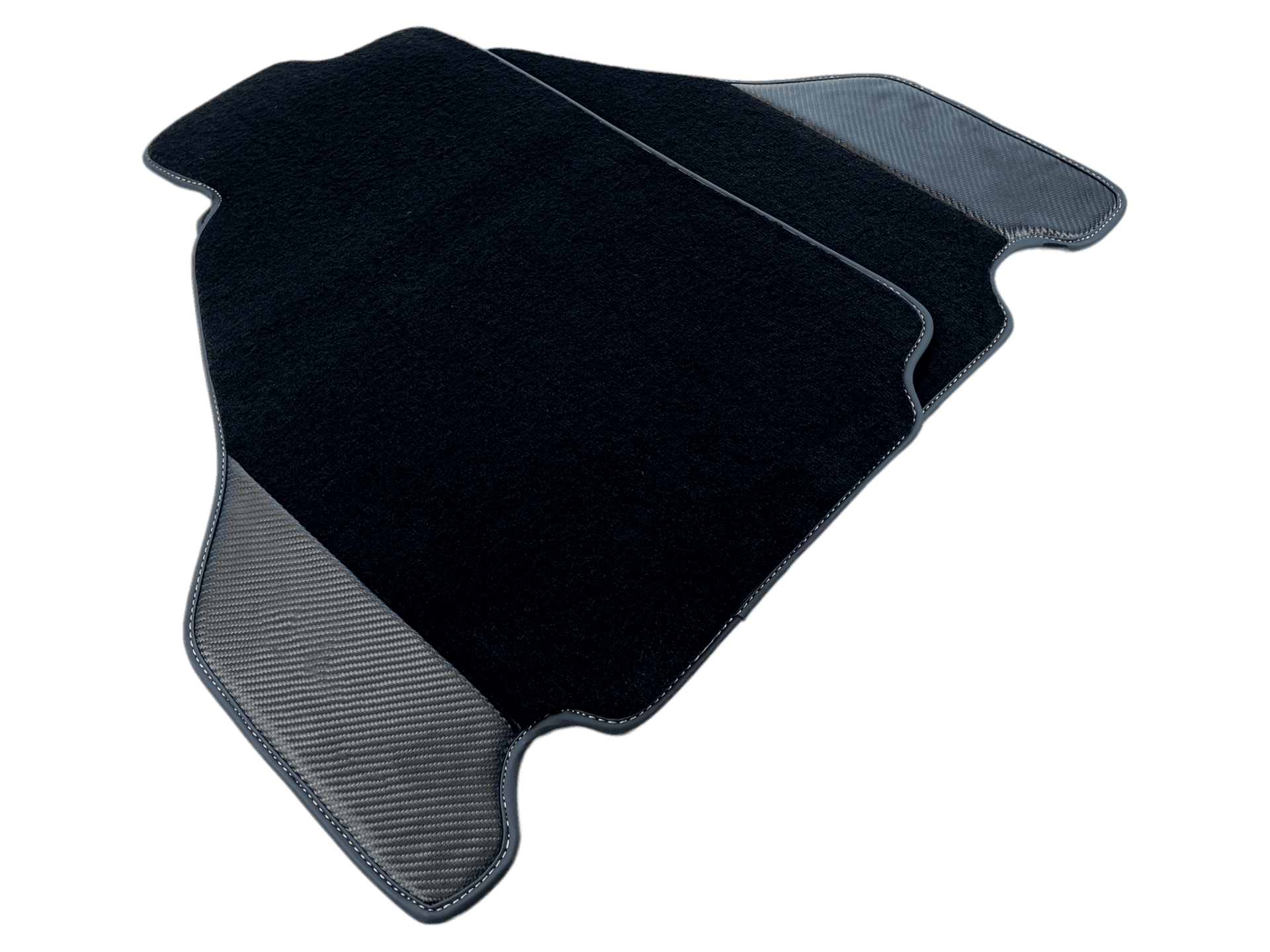 Black Floor Mats For Ferrari F430 2004-2009 With Carbon Fiber Leather - AutoWin