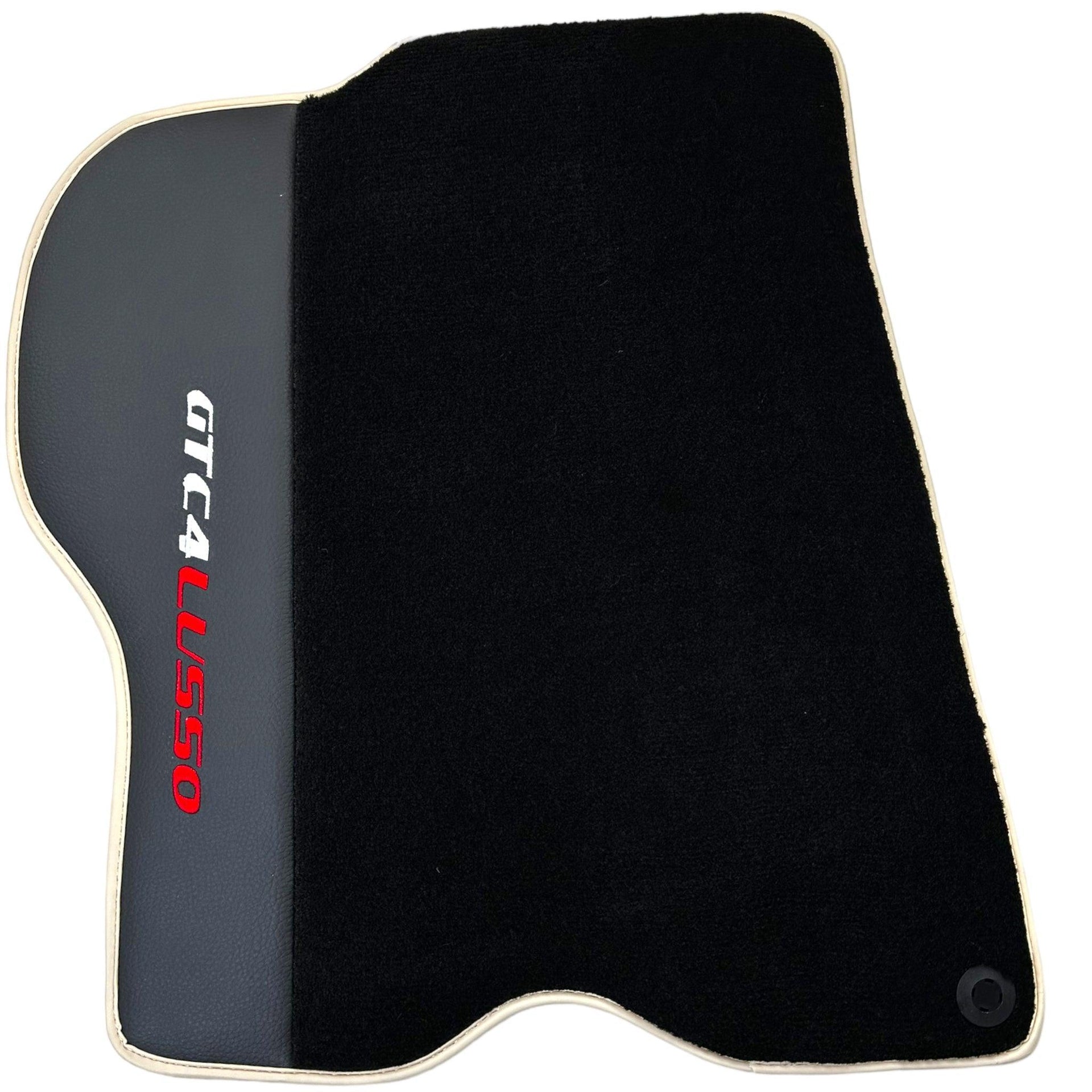 Black Floor Mats For Ferrari GTC4 Lusso (2016-2023) with Leather | Beige Trim - AutoWin