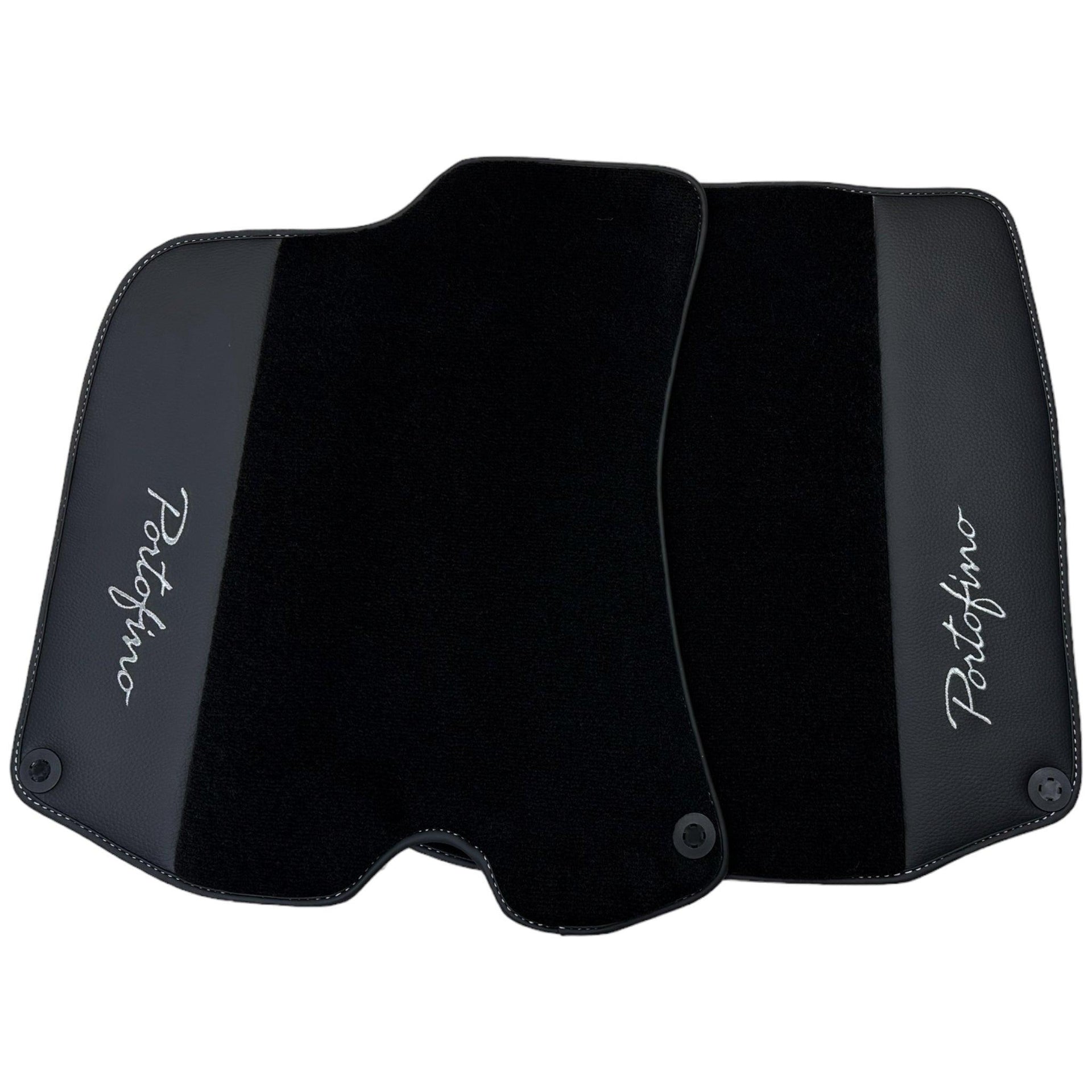 Black Floor Mats For Ferrari Portofino (2018-2023) With Leather - AutoWin