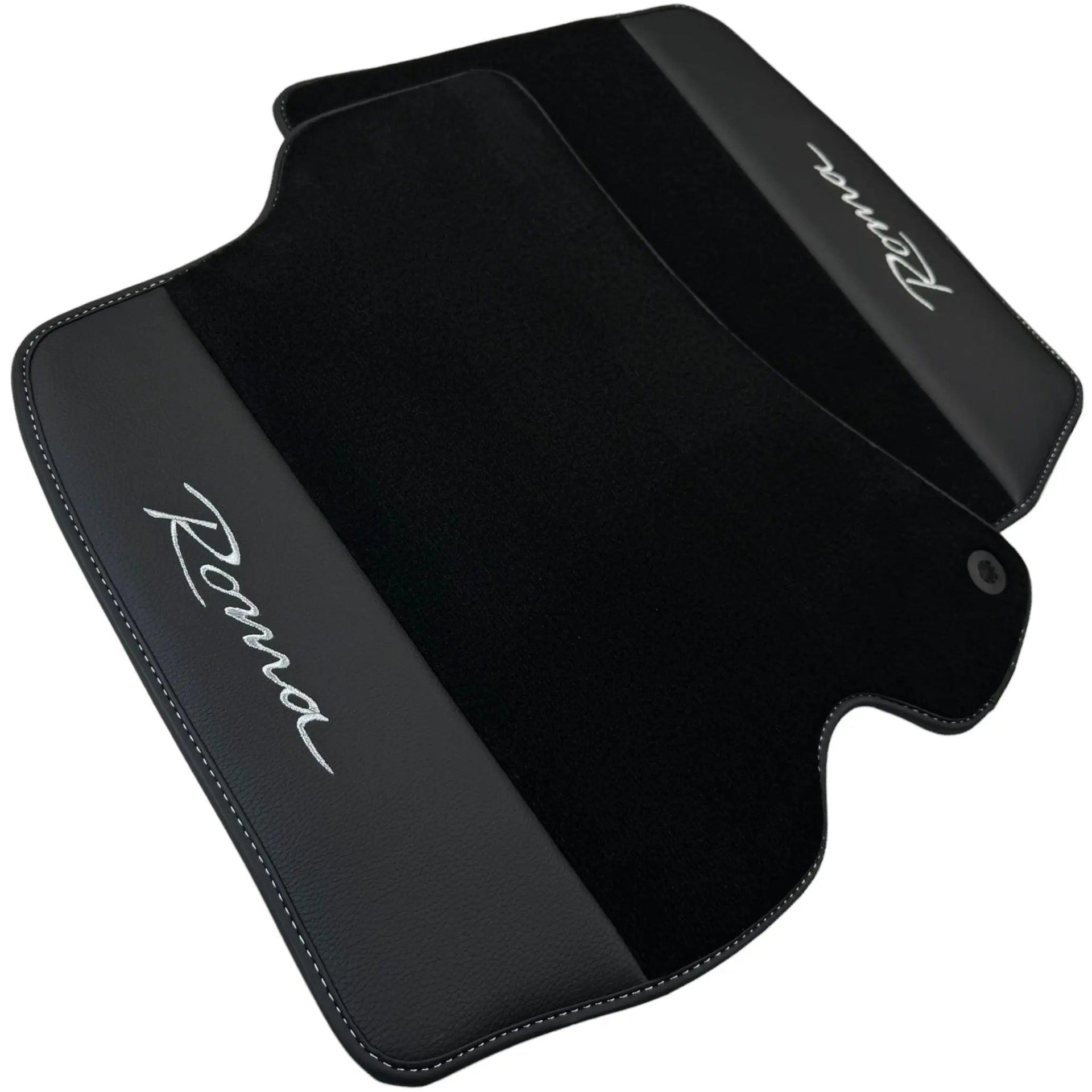 Black Floor Mats for Ferrari Roma (2021-2024) with Leather - AutoWin