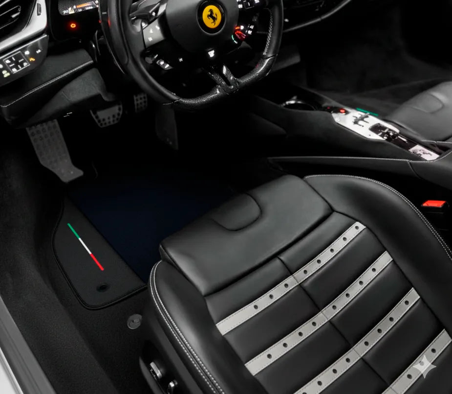 Black Floor Mats for Ferrari SF90 Stradale (2019-2024) with Leather