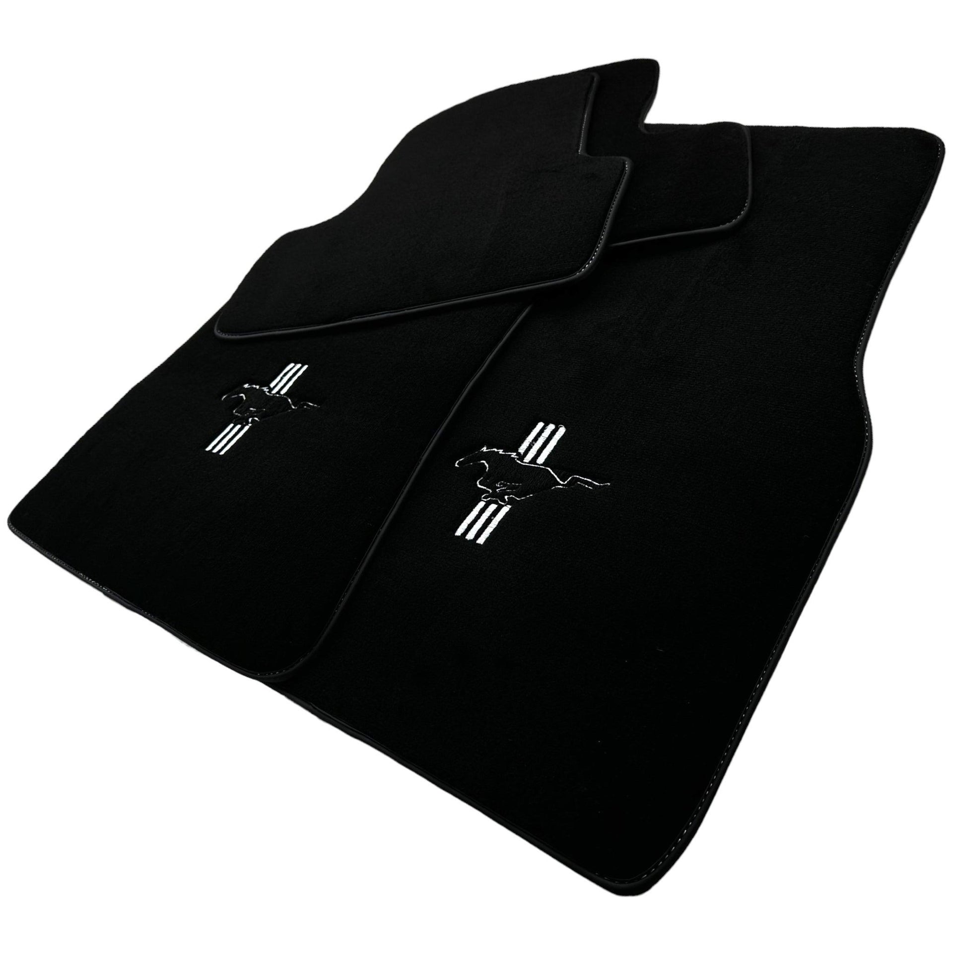 Black Floor Mats For Ford Mustang V (2004-2010) With Pony - AutoWin