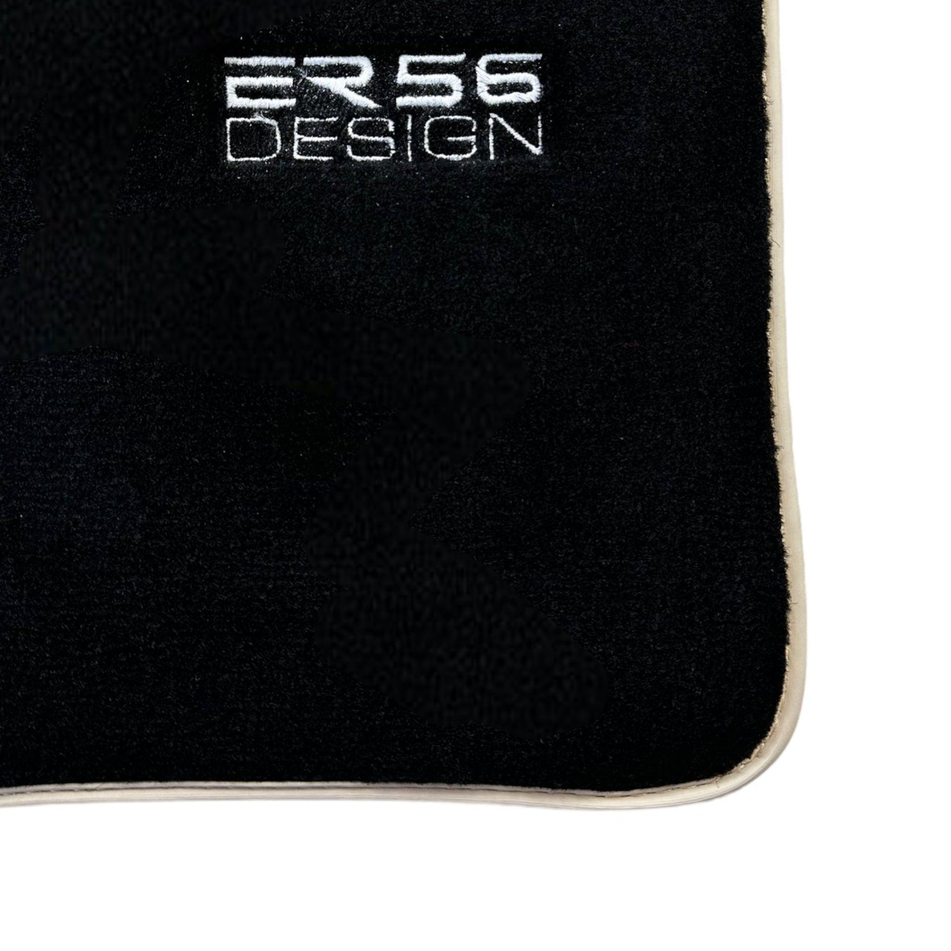 Black Floor Mats For Kia Sportage (1994-2002) ER56 Design | Beige Trim - AutoWin