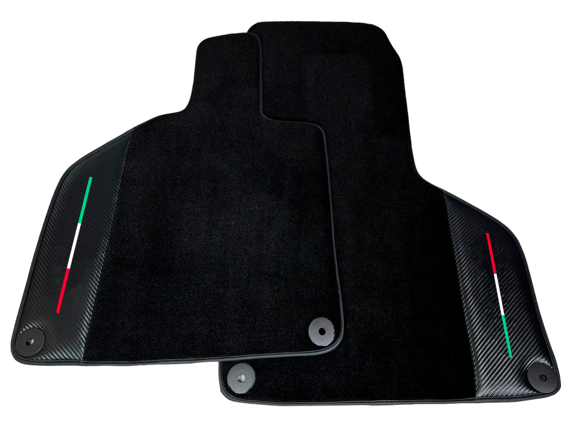 Custom Black Floor Mats for Lamborghini Huracan EVO 2019-2024 with Carbon Fiber Leather Borders