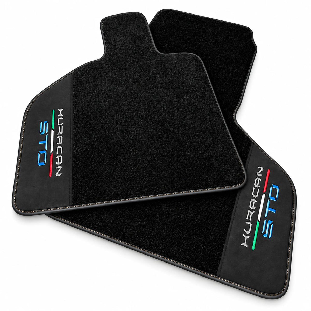 Black Floor Mats for Lamborghini Huracan STO With Black Alcantara Leather