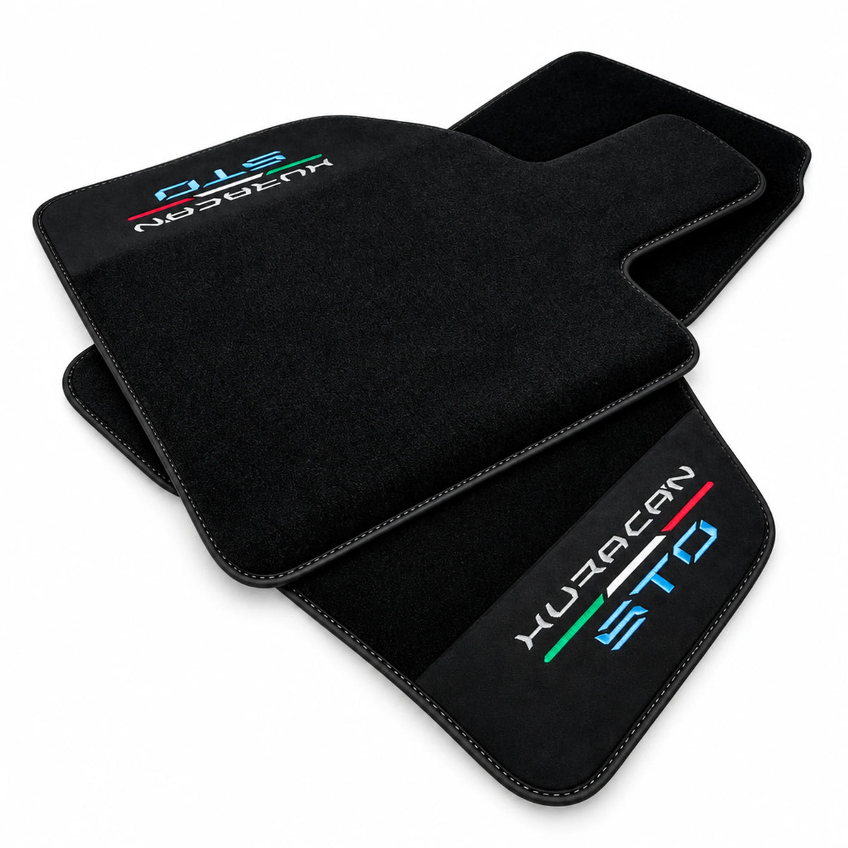 Black Floor Mats for Lamborghini Huracan STO With Black Alcantara Leather