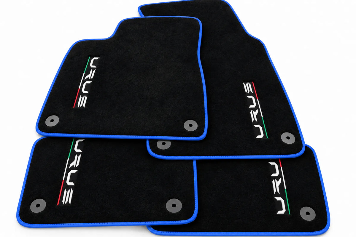 Black Floor Mats For Lamborghini Urus Tailored With Yellow Trim Blue trim