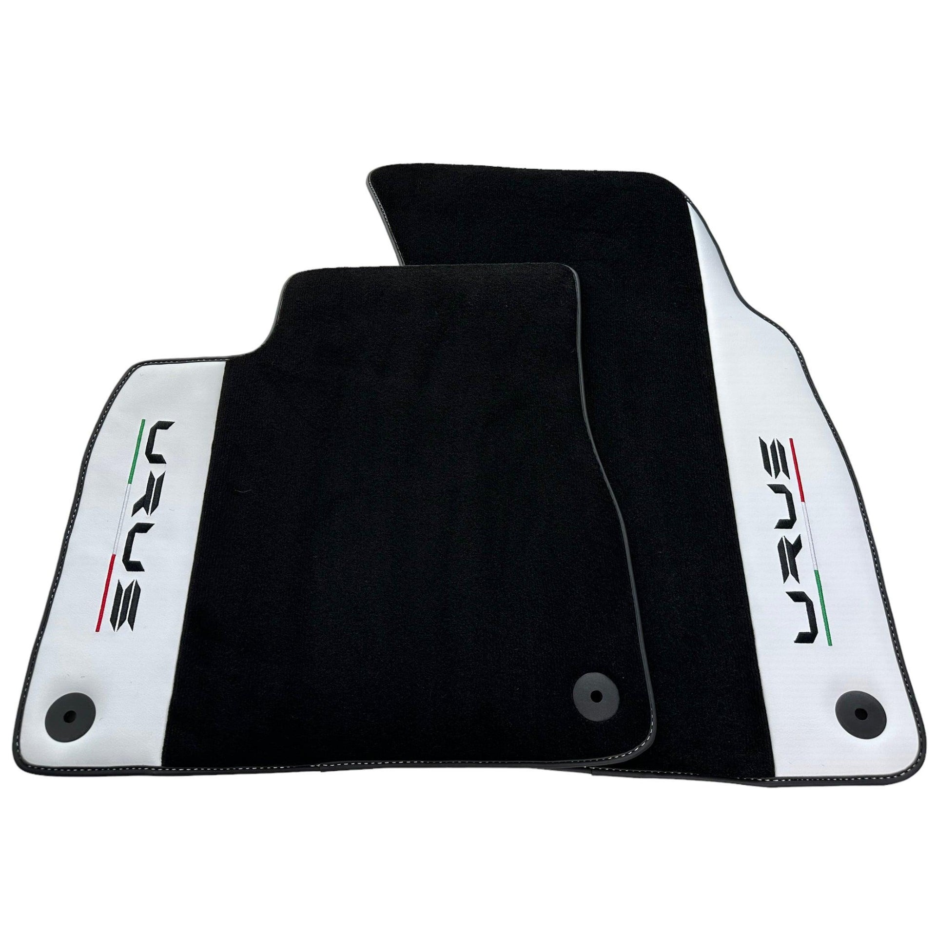 Black Floor Mats for Lamborghini Urus With White Leather - AutoWin
