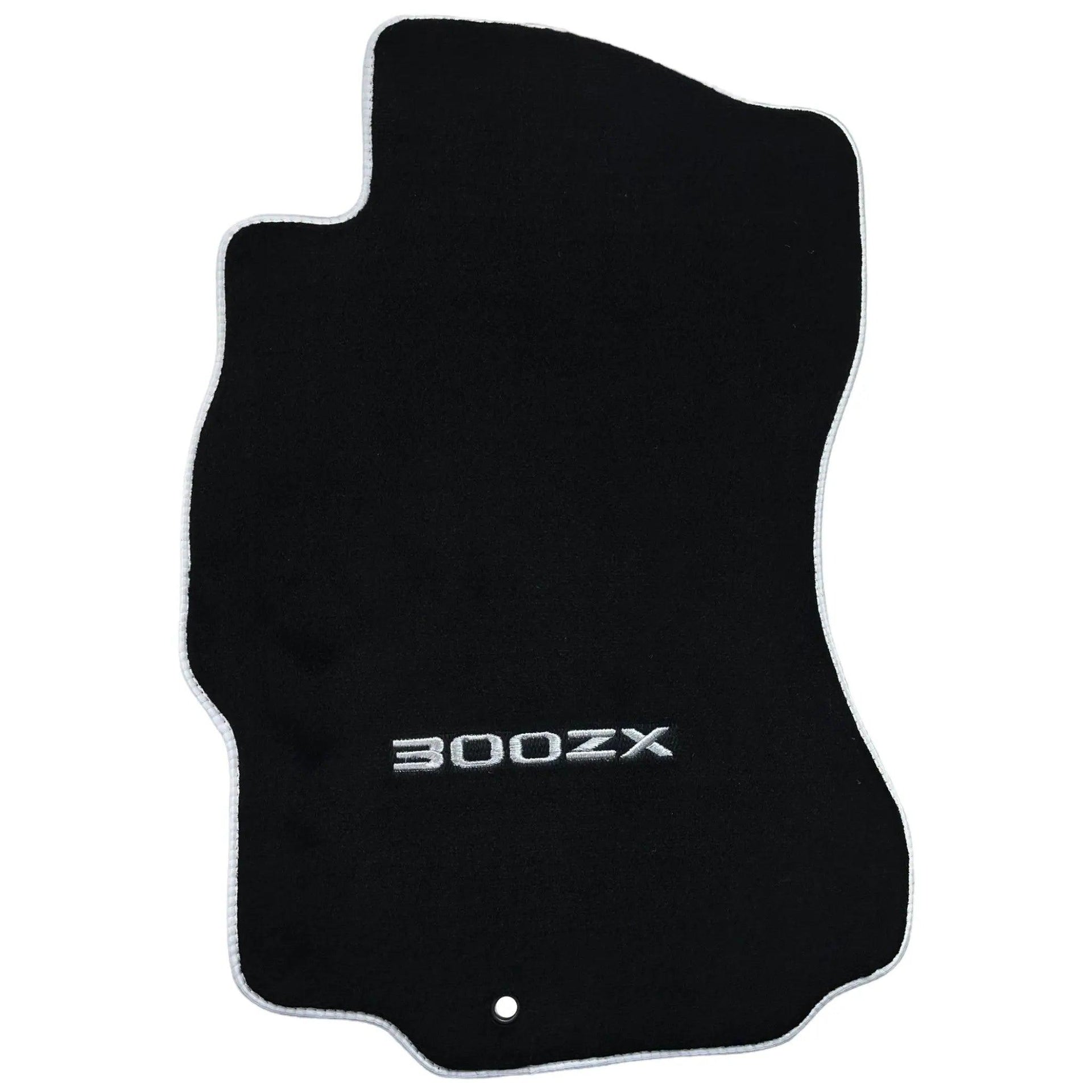 Black Floor Mats For Nissan 300ZX (1990-2000) with White Trim - AutoWin