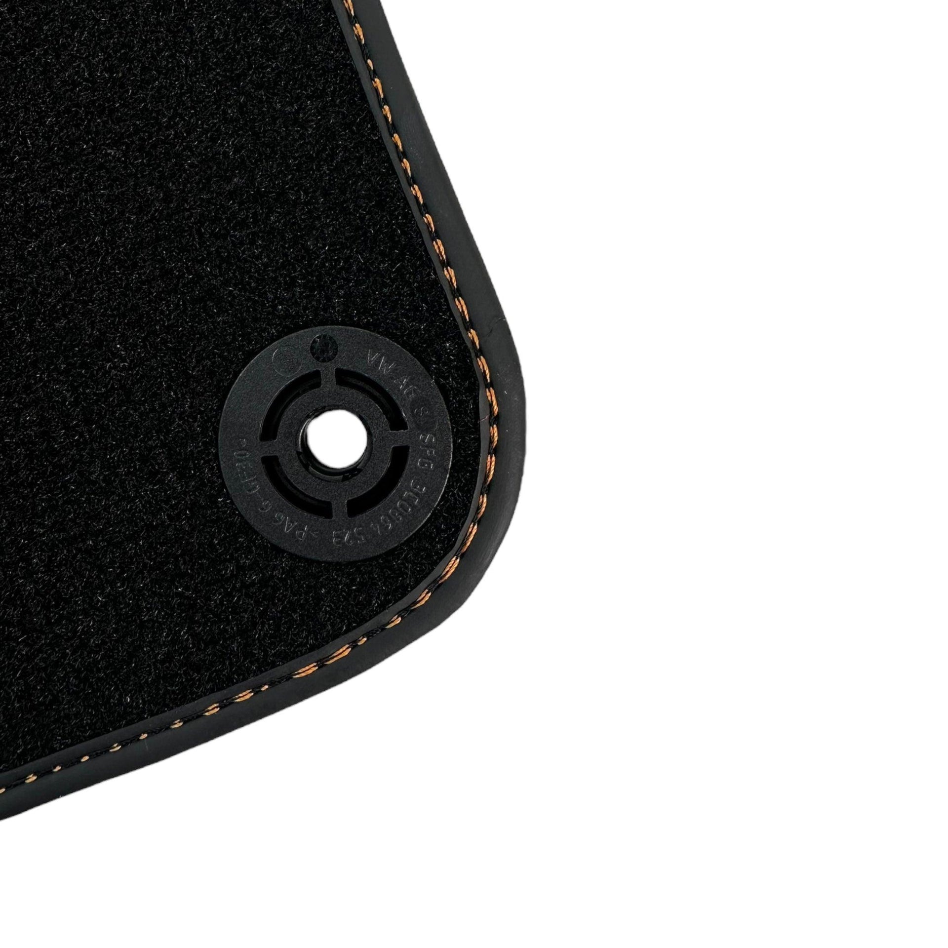 Black Floor Mats for Porsche 911 - 992 (2019-2024) Orange Alcantara ER56 Design - AutoWin