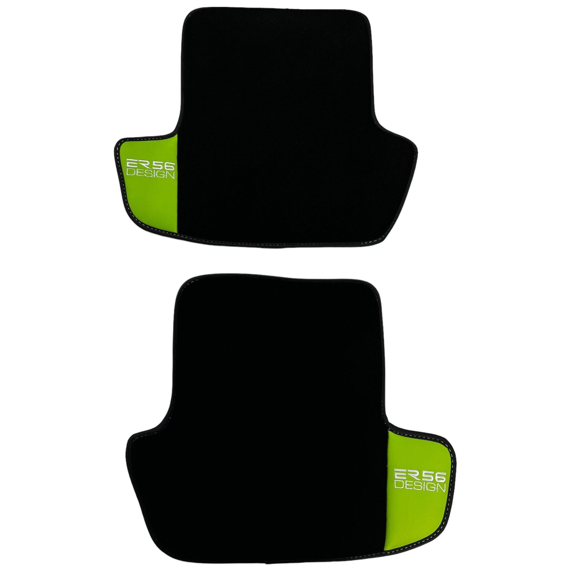 Black Floor Mats for Porsche Cayenne (2003-2010) with Green Leather ER56 Design - AutoWin