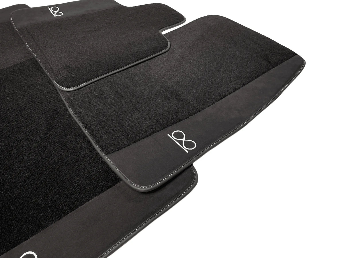 Black Floor Mats For Rolls Royce Black Badge Ghost Series II (2021-2024) Fluorescent Logo