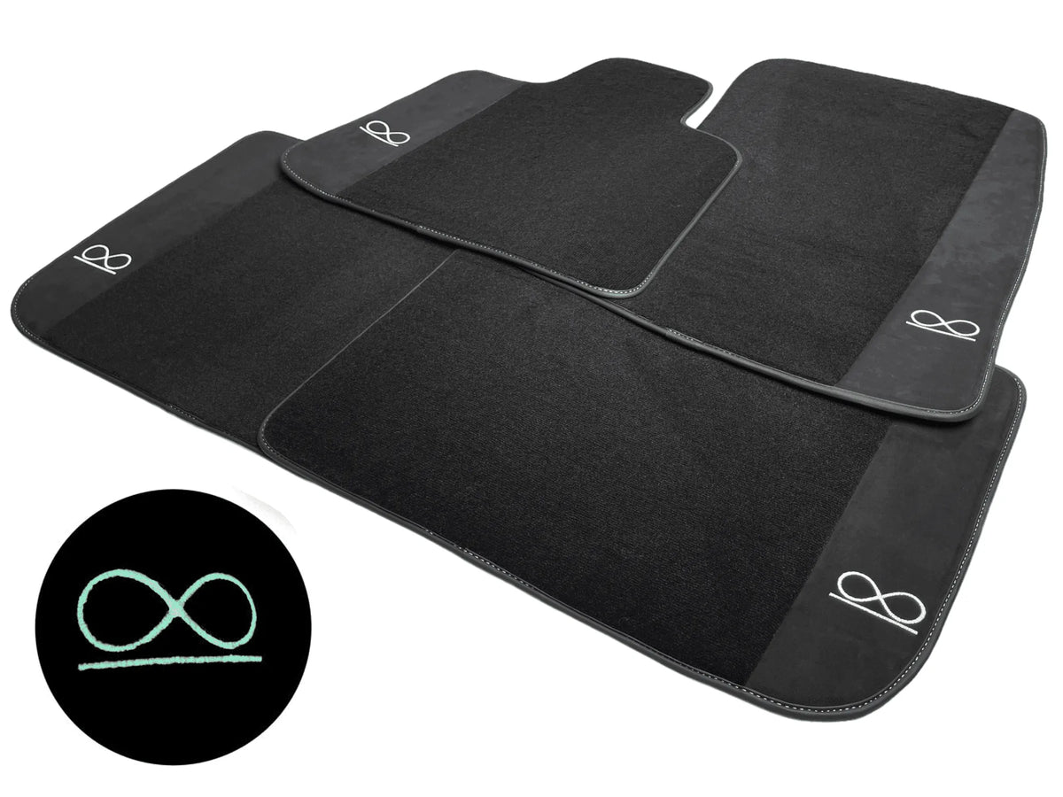 Black Floor Mats For Rolls Royce Black Badge Ghost Series II (2021-2024) Fluorescent Logo