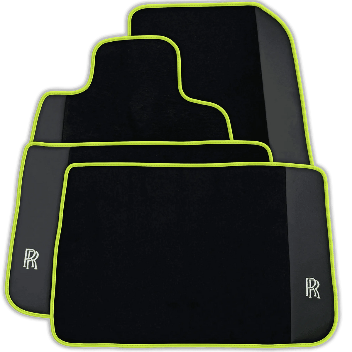 Black Floor Mats for Rolls Royce Dawn (2016-2023) with Leather | Various Trim Colors