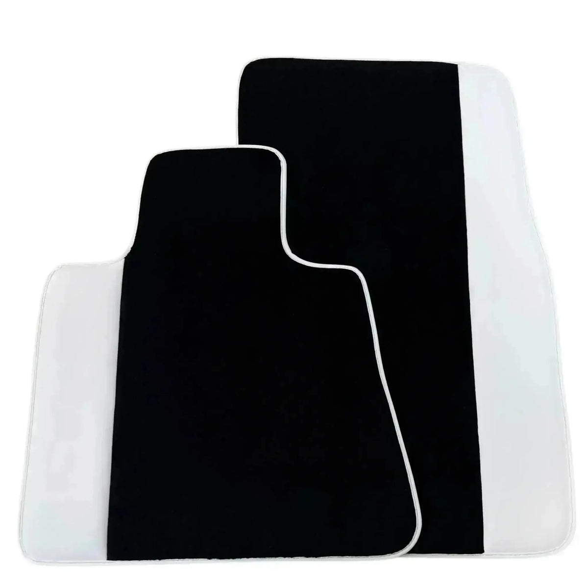 Black Floor Mats for Rolls Royce Dawn (2016-2023) with White Leather | White Trim
