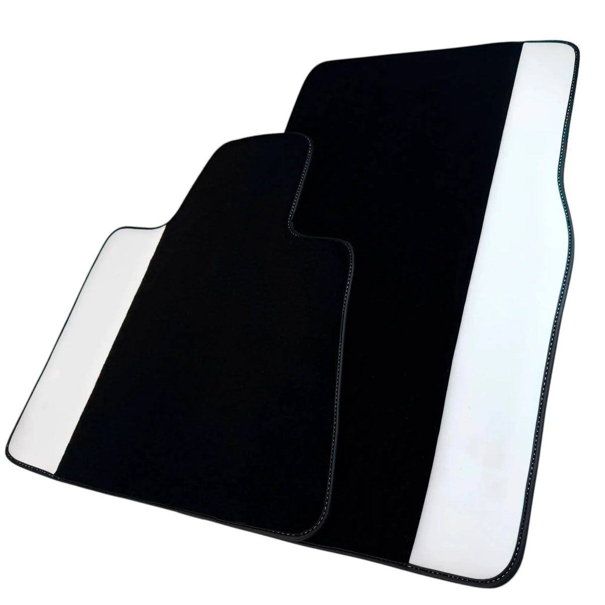 Black Floor Mats for Rolls Royce Ghost Series I (2010–2020) with White Leather