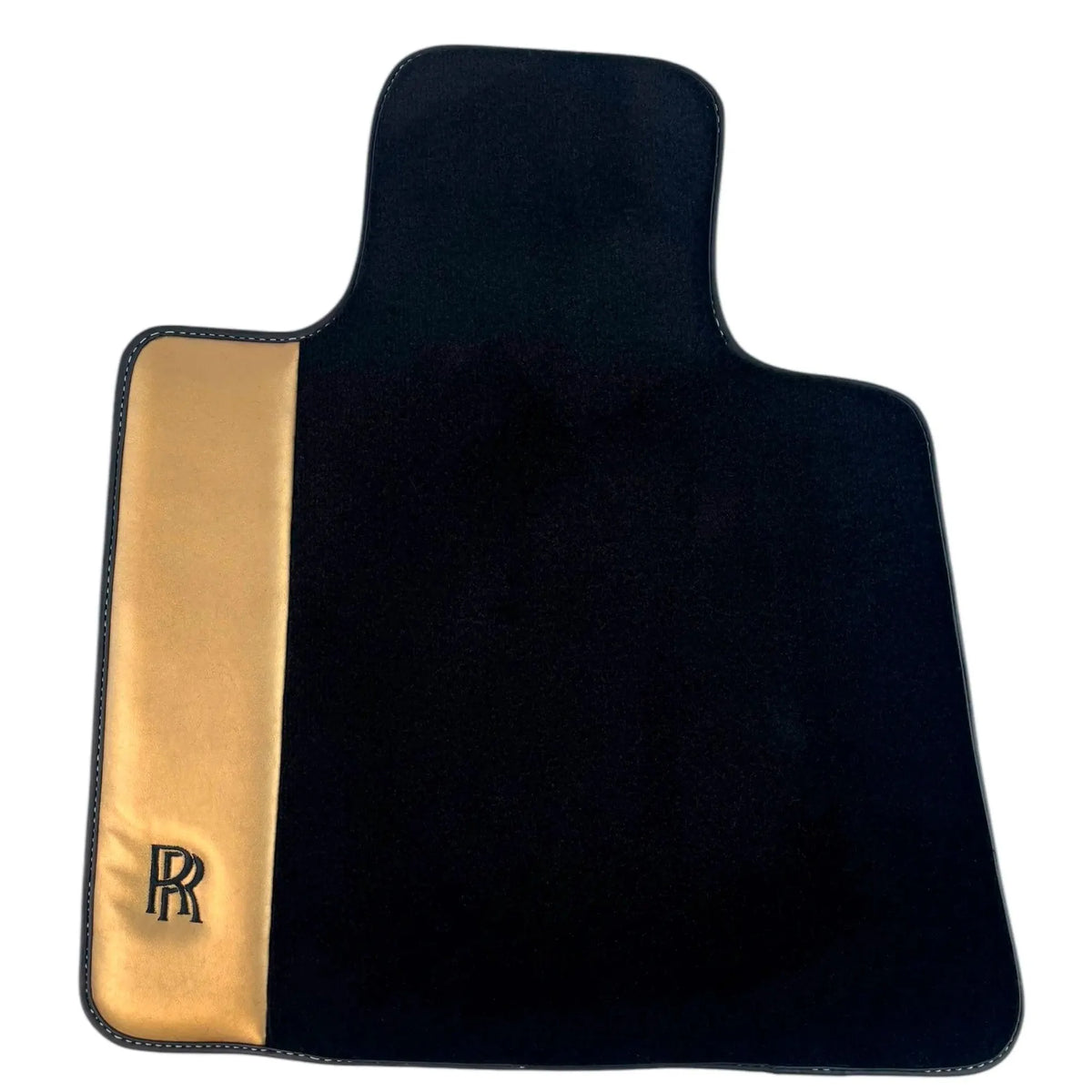 Black Floor Mats for Rolls Royce Ghost Series II (2021-2024) with Gold Leather