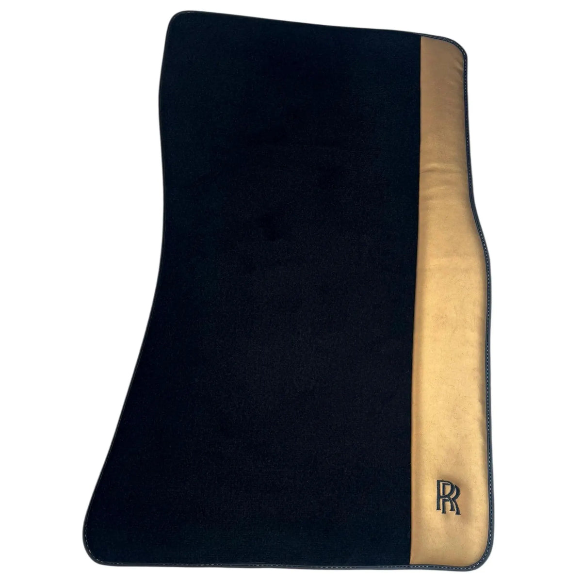 Black Floor Mats for Rolls Royce Ghost Series II (2021-2024) with Gold Leather