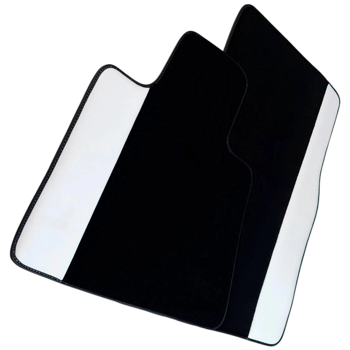 Black Floor Mats for Rolls Royce Phantom Sedan (2003-2016) with White Leather
