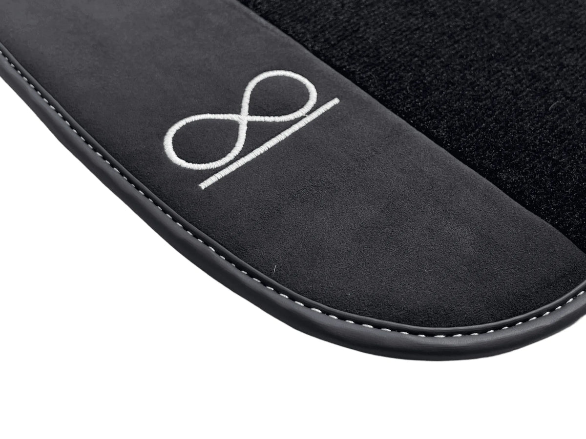 Black Floor Mats For Rolls Royce Phantom VIII (2017-2024) Black Badge Fluorescent Logo