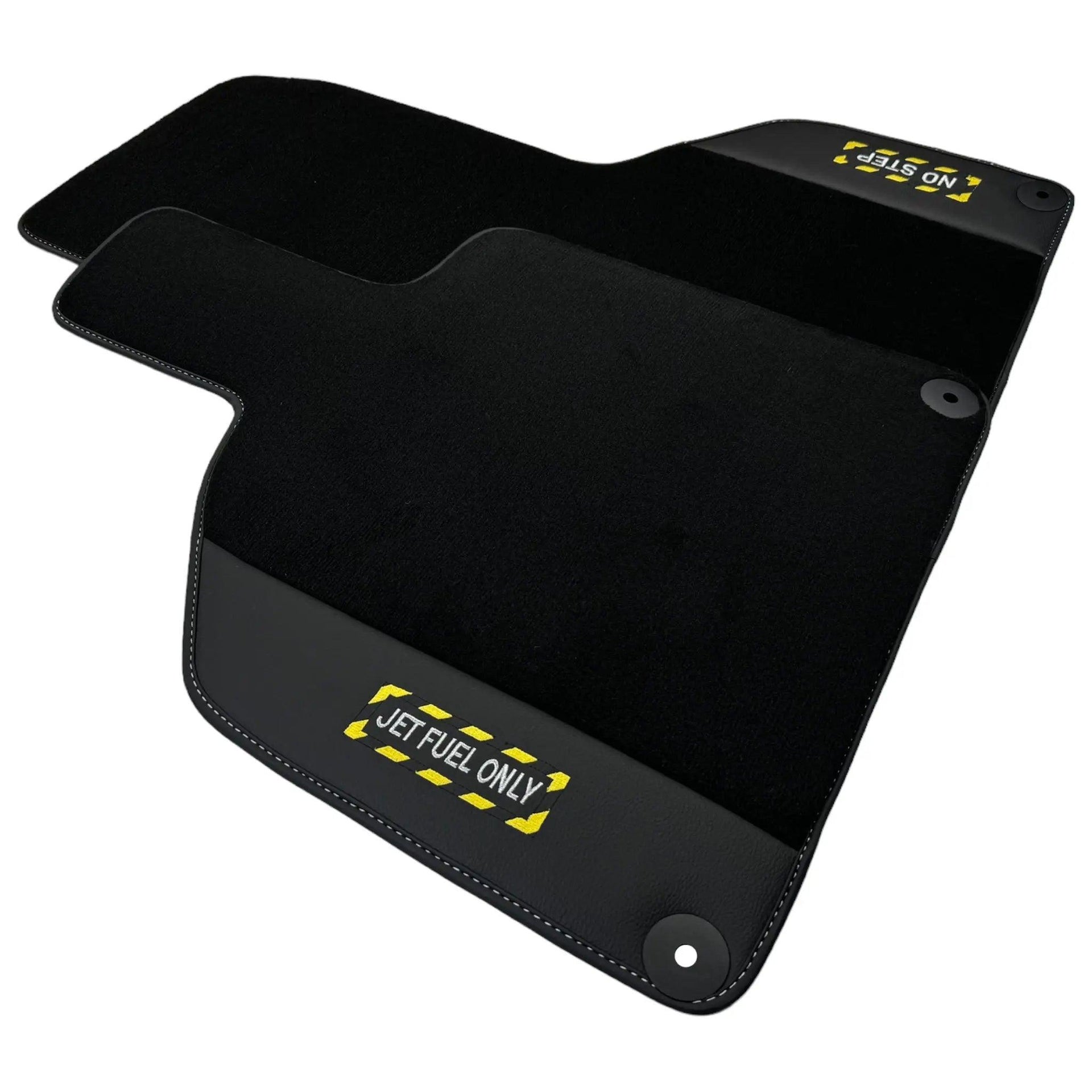 Black Floor Mats with Leather for Lamborghini Huracan (2014-2023) - Fighter Jet Edition - AutoWin