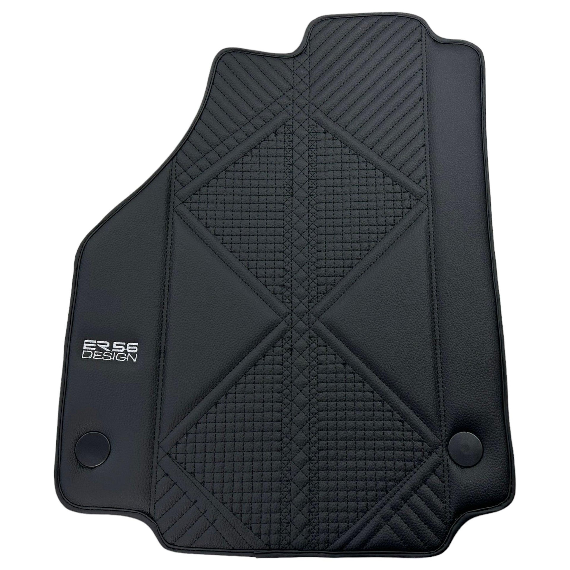 Black Leather Floor Mats For Ferrari 458 Spider (2012-2015) ER56 Design - AutoWin