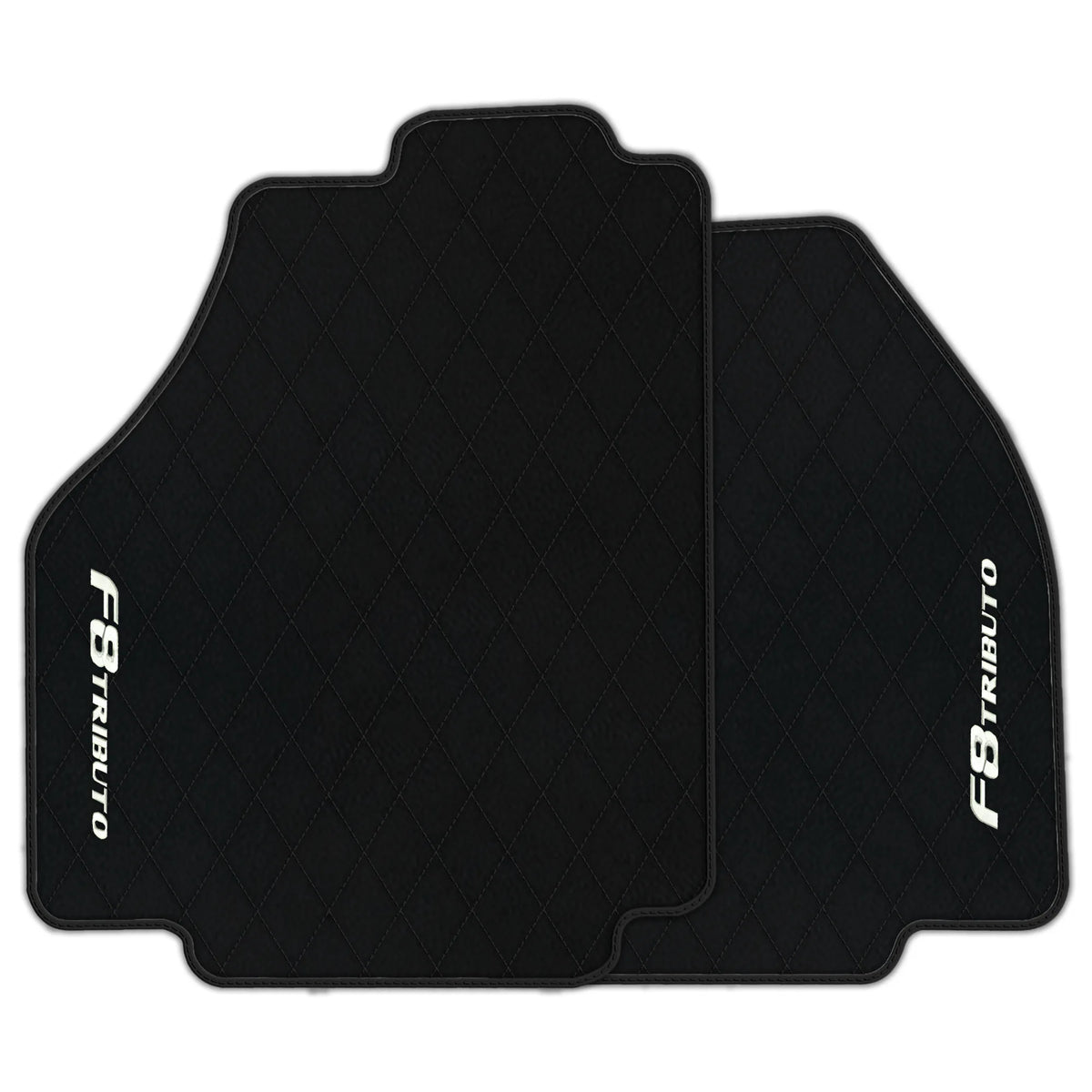 Black Leather Floor Mats for Ferrari F8 Tributo (2019-2023) with Single Diamond Pattern | Full Set Option