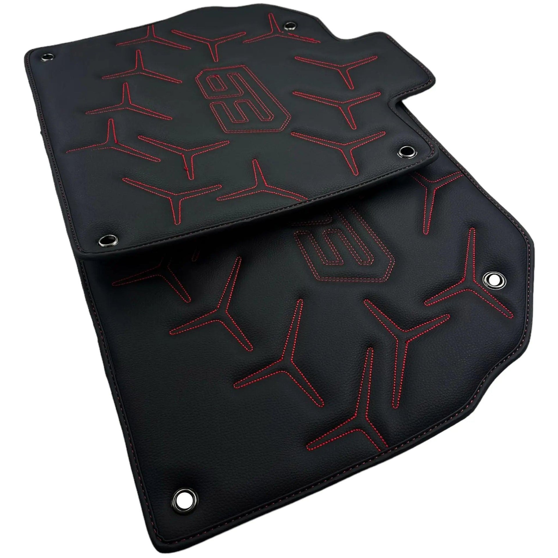 Black Leather Floor Mats for Lamborghini Aventador SVJ 63 Edition - AutoWin