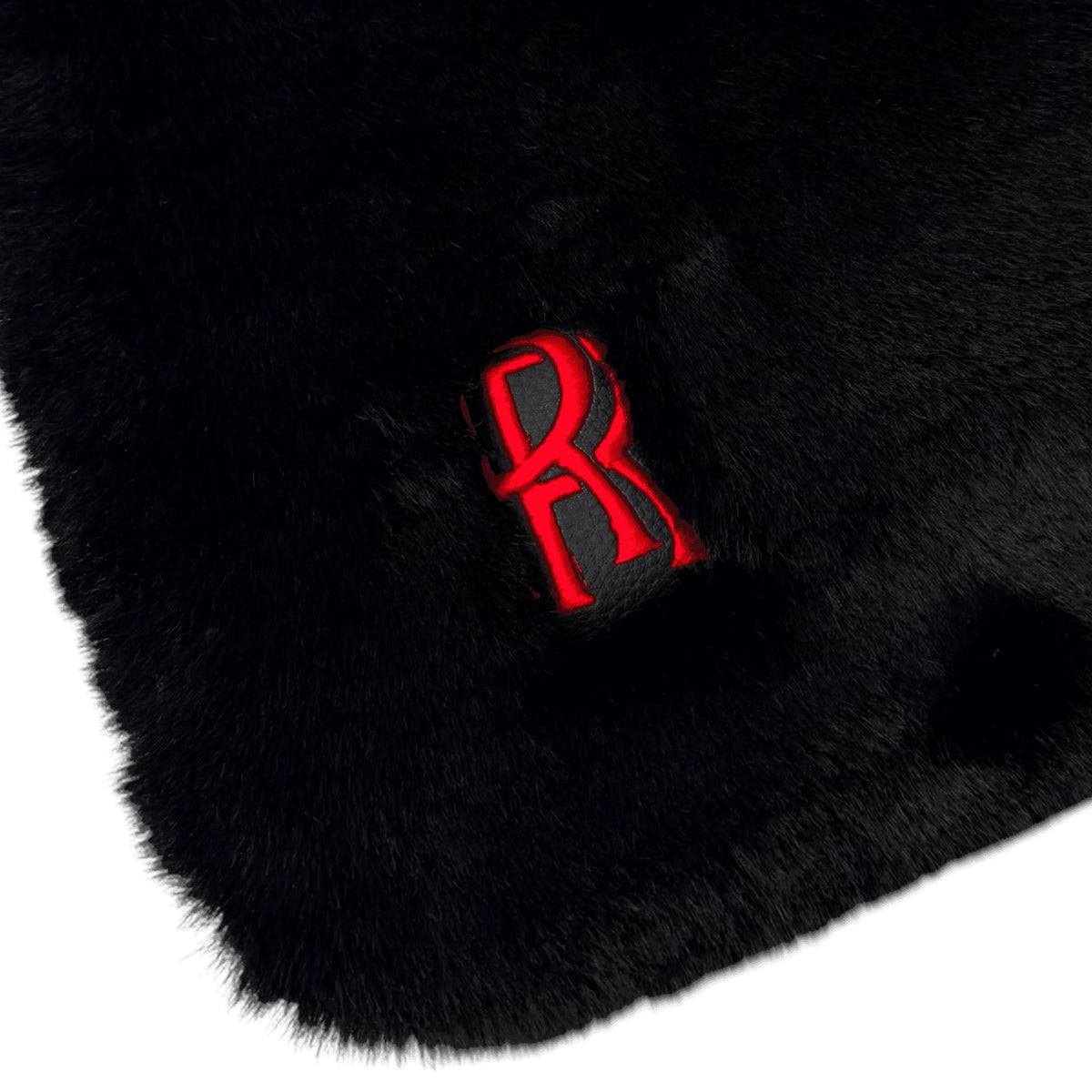 Black Sheepskin Floor Mats for Rolls Royce Dawn (2016-2023) with Red Leather