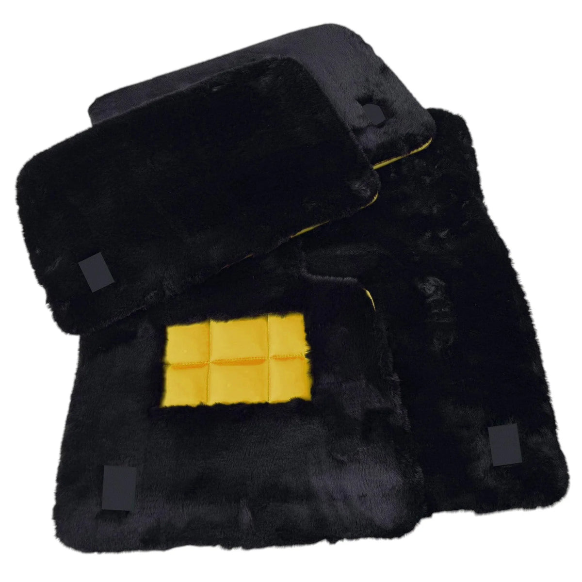 Black Sheepskin Floor Mats for Rolls Royce Wraith (2013–2023) Various Leather Colors