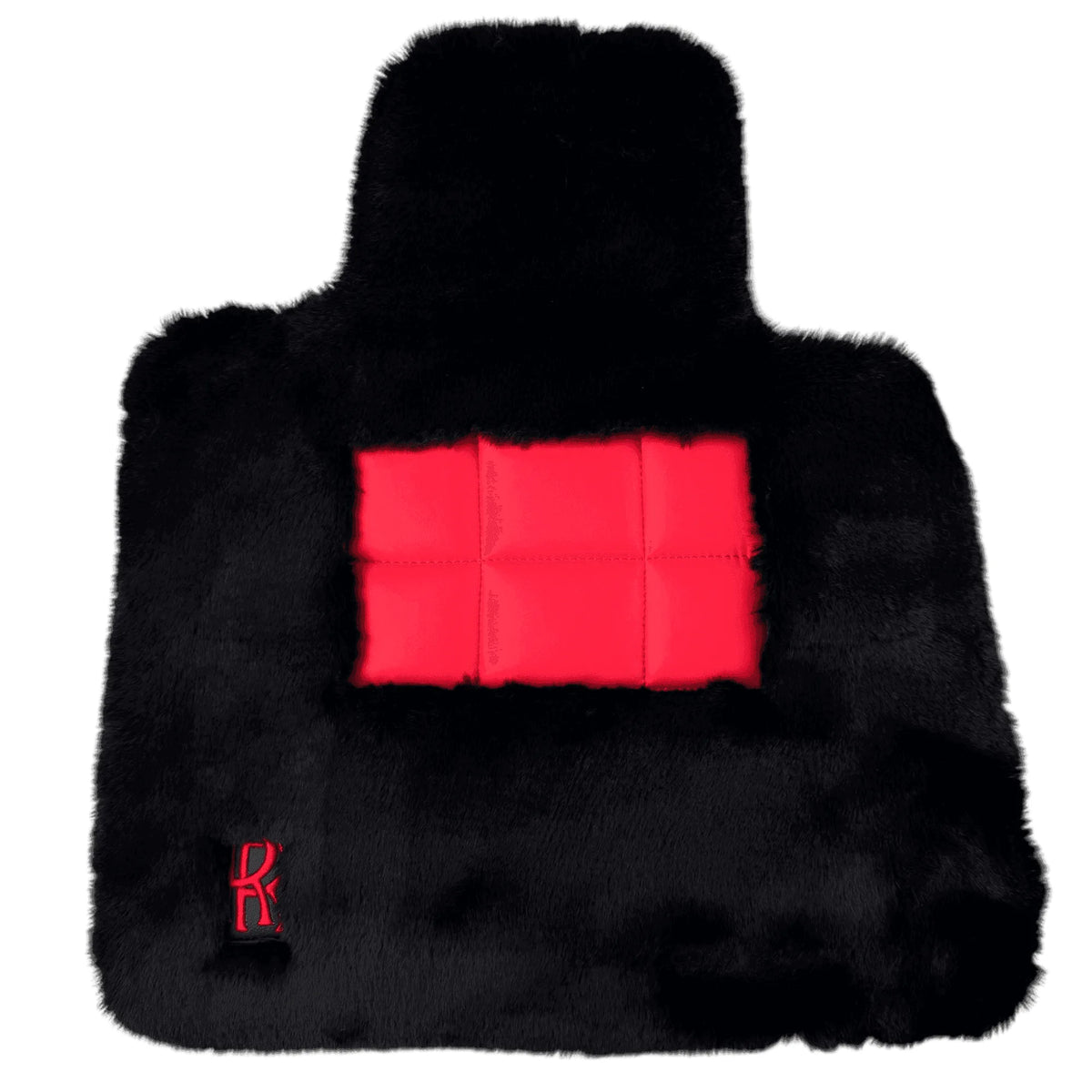 Black Sheepskin Floor Mats for Rolls Royce Wraith (2013–2023) with Red Leather