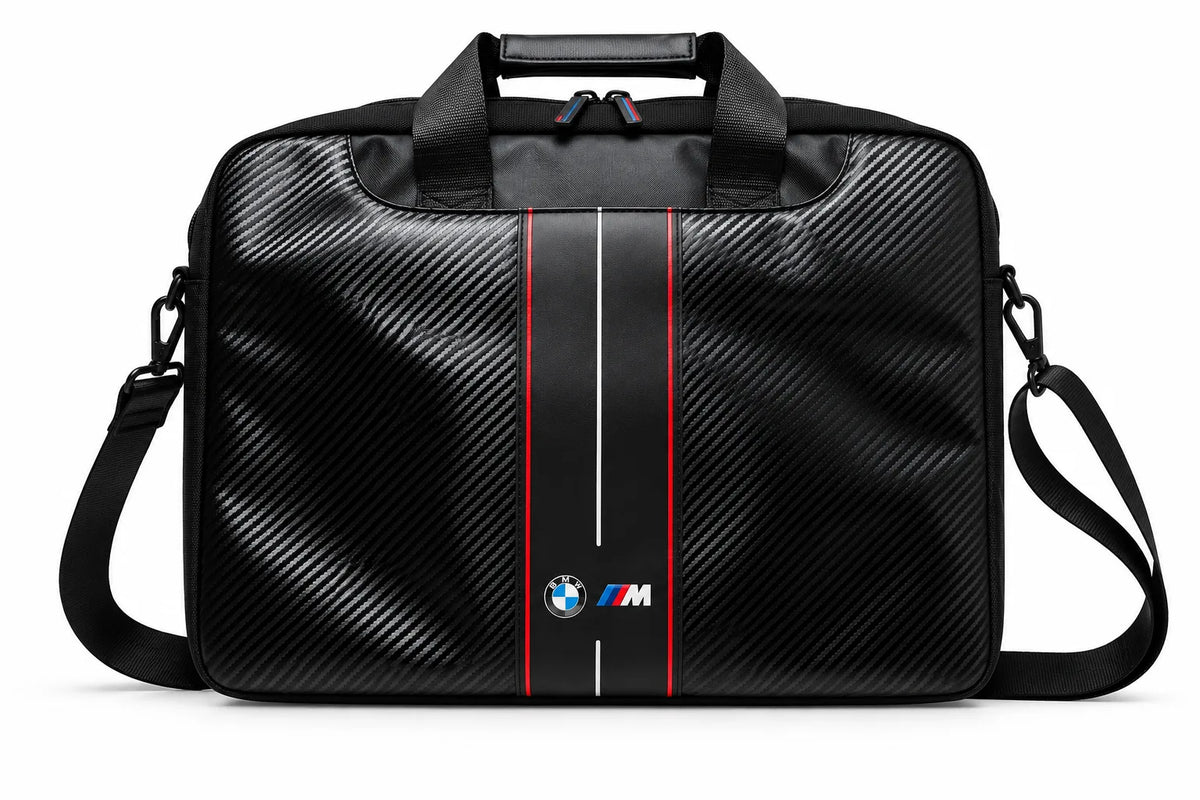 BMW Laptop Bag 15" – Carbon Red Stripes | Black, Fits Devices up to 16", Eco-Leather & Nylon