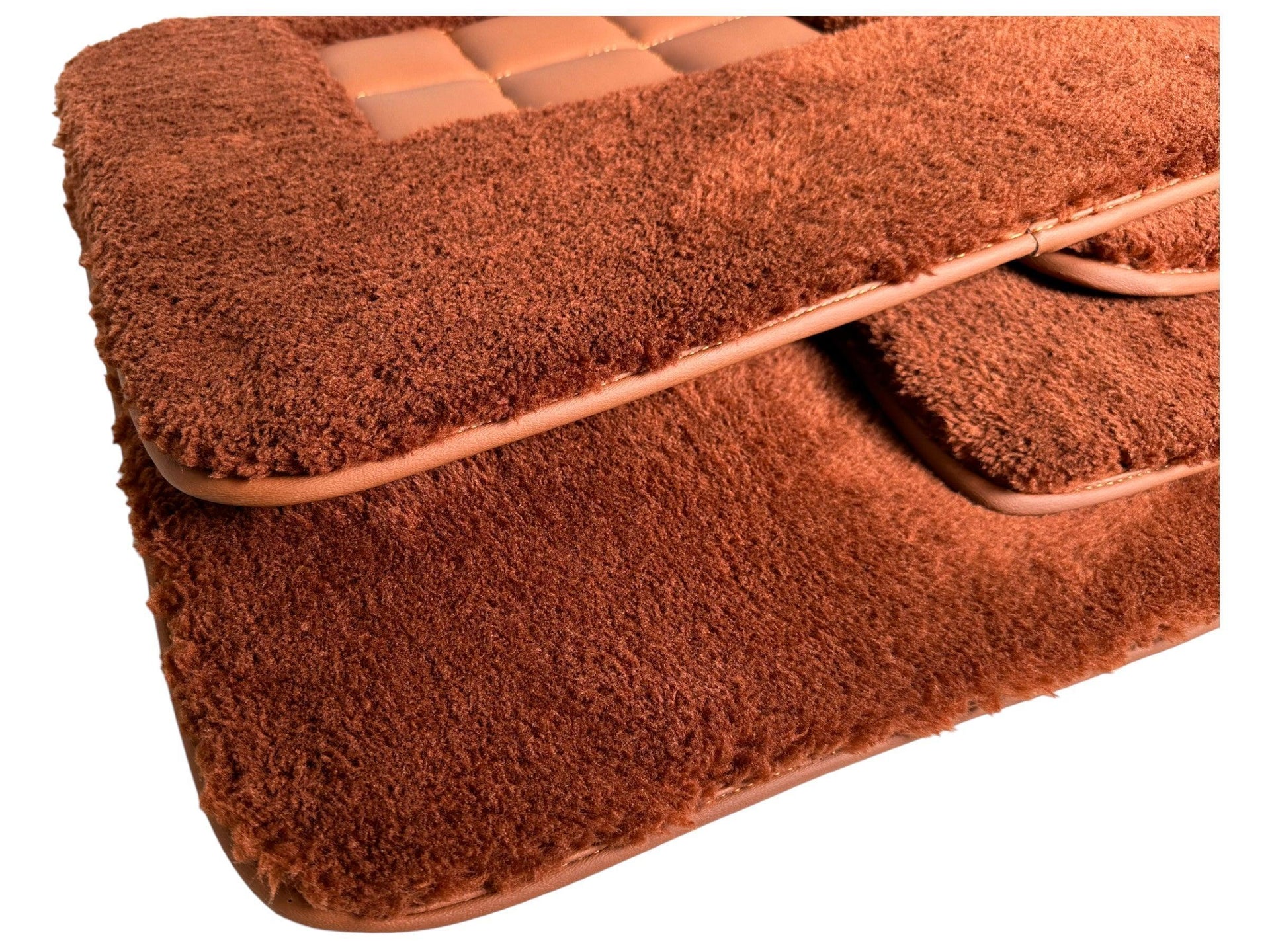 Brown Sheepskin Floor Mats For Rolls Royce Spectre (2023-2024) Er56 Design Brand - AutoWin