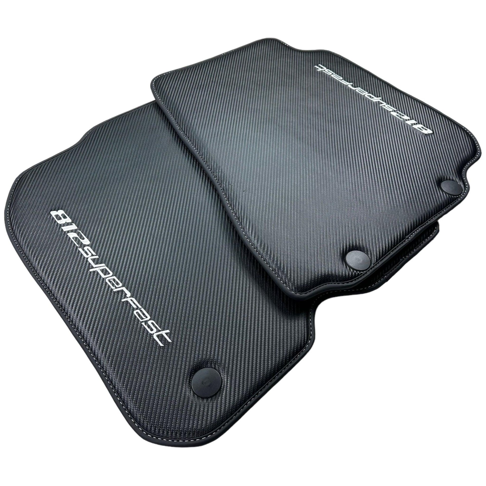 Carbon Fiber Leather Floor Mats For Ferrari 812 Superfast - AutoWin